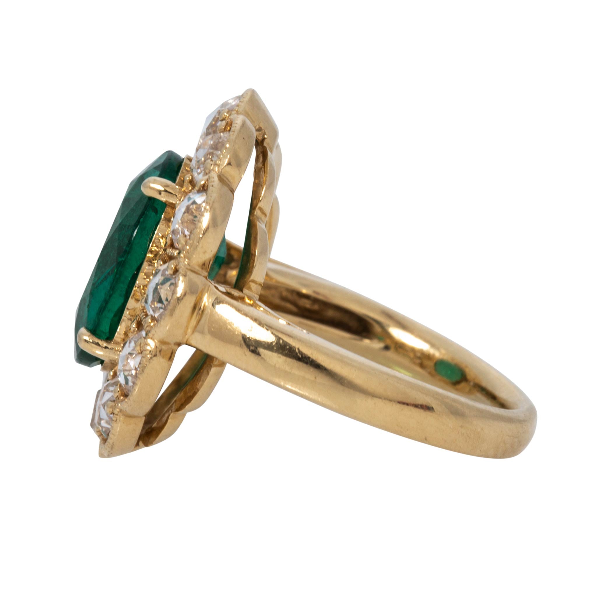 4.79ct Oval Emerald & Rose-Cut Diamond 14K Yellow Gold Ring