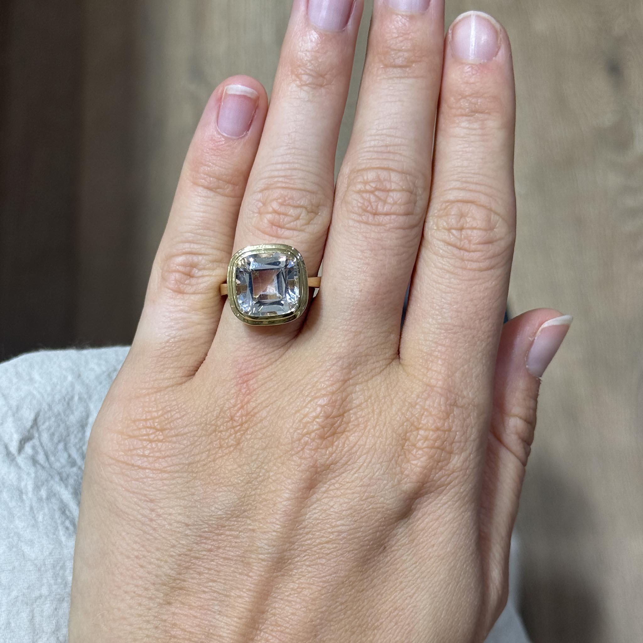 Goshwara Cushion Rock Crystal Bezel-Set 18K Gold Ring