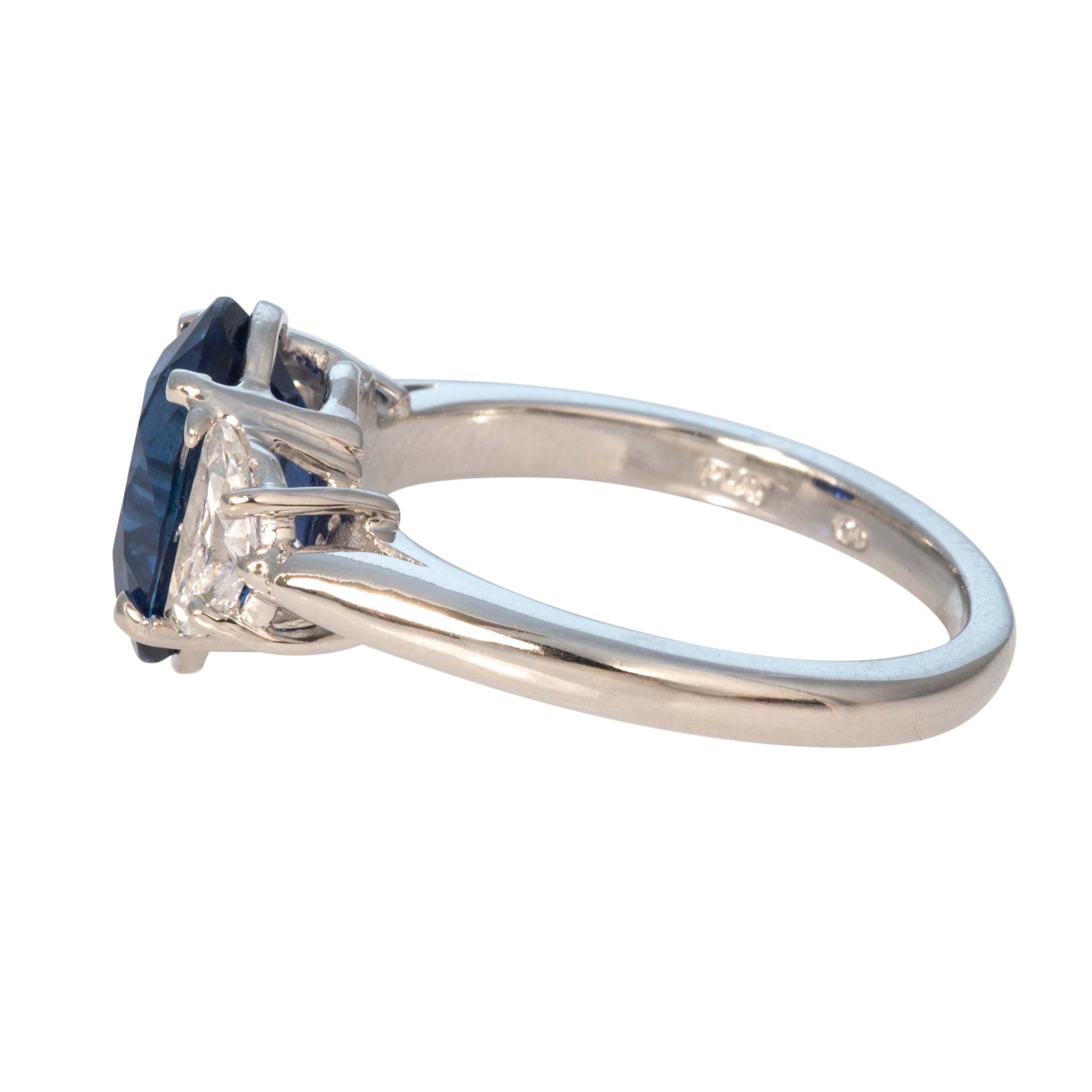 4ct Oval Sapphire & Diamond Three-Stone Platinum Ring