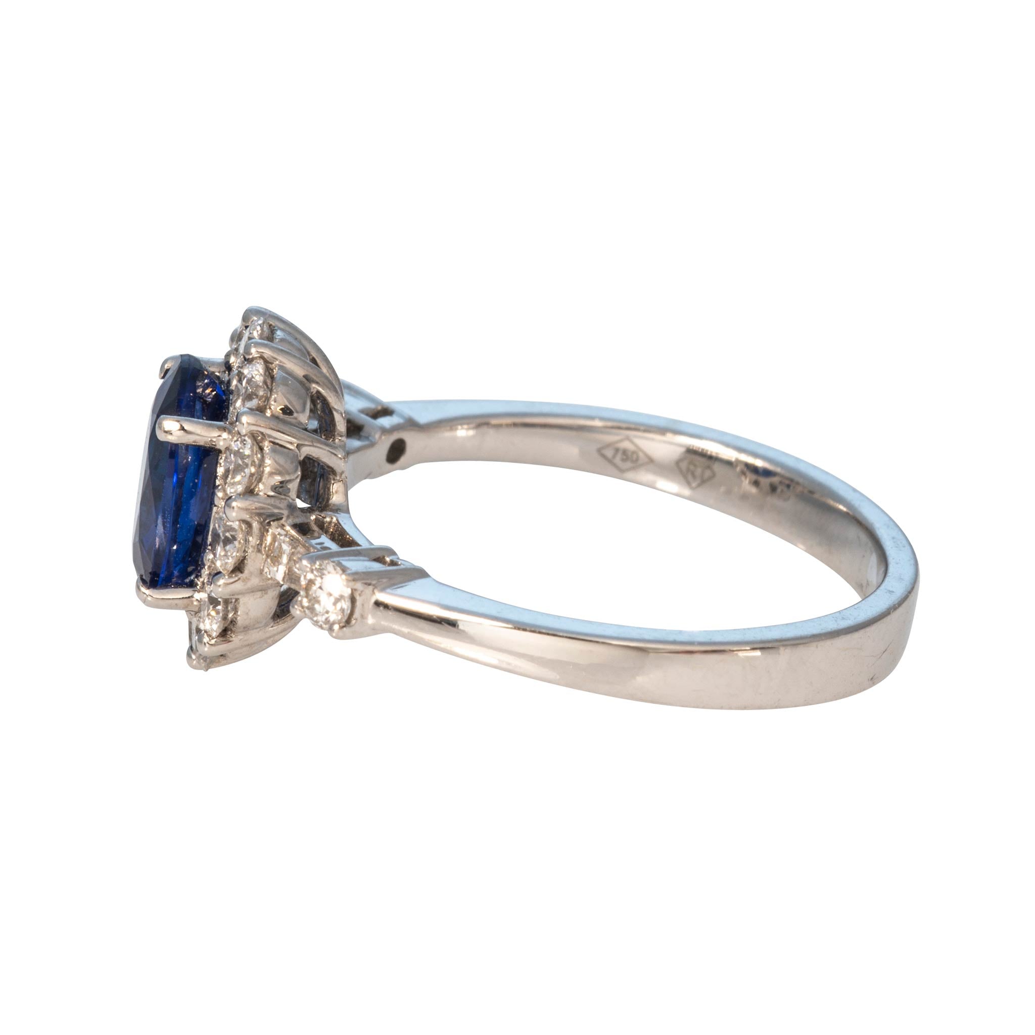 Oval Sapphire & Diamond 18K White Gold Ring