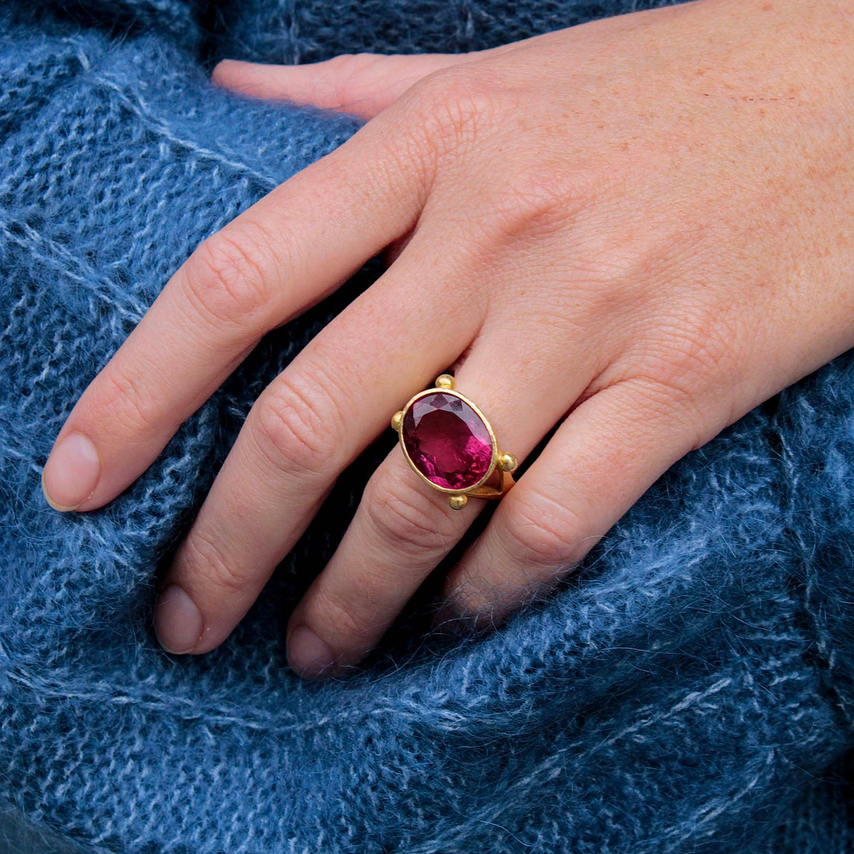 Elizabeth Locke Oval Pink Tourmaline Ring