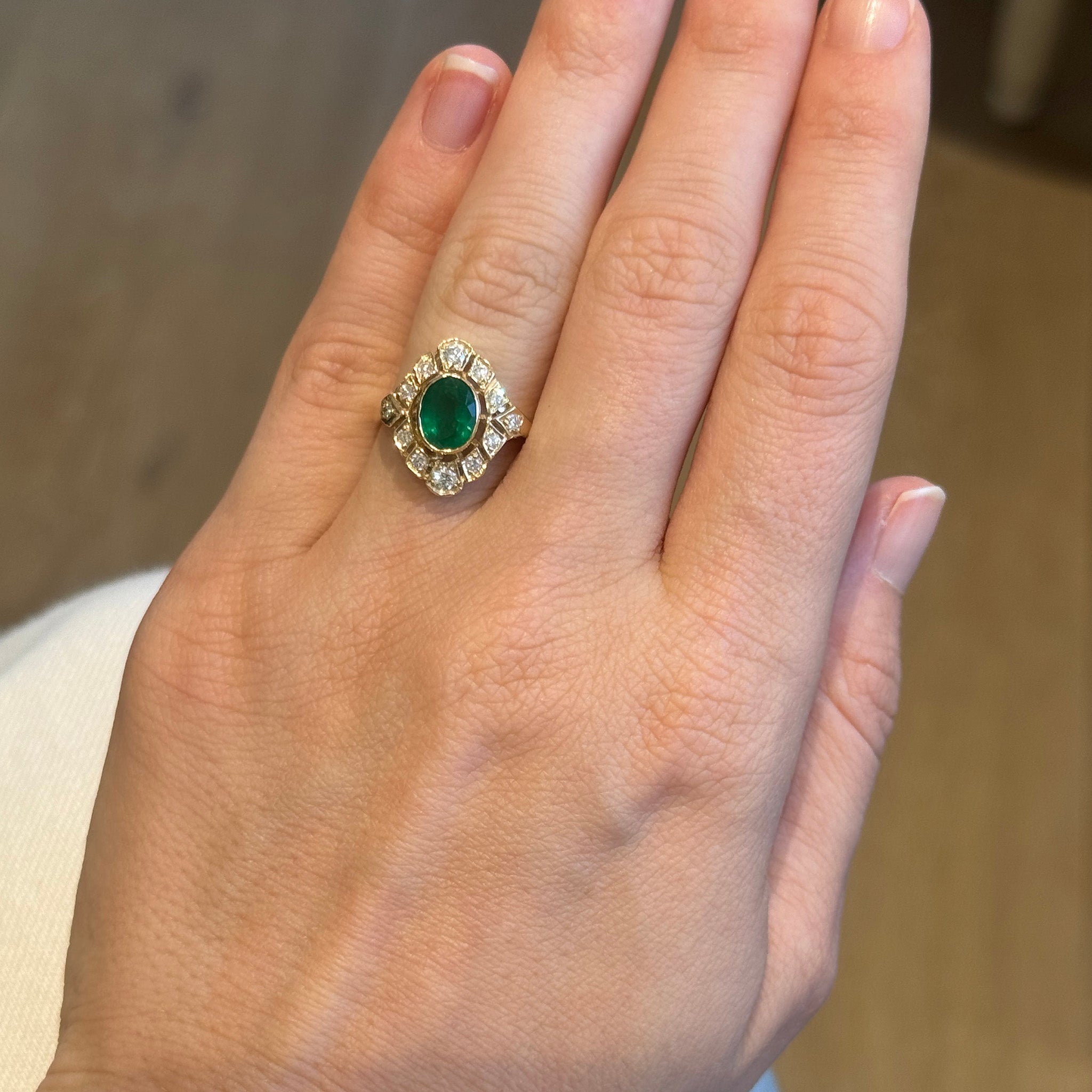 Oval Emerald & Diamond 14K Yellow Gold Ring