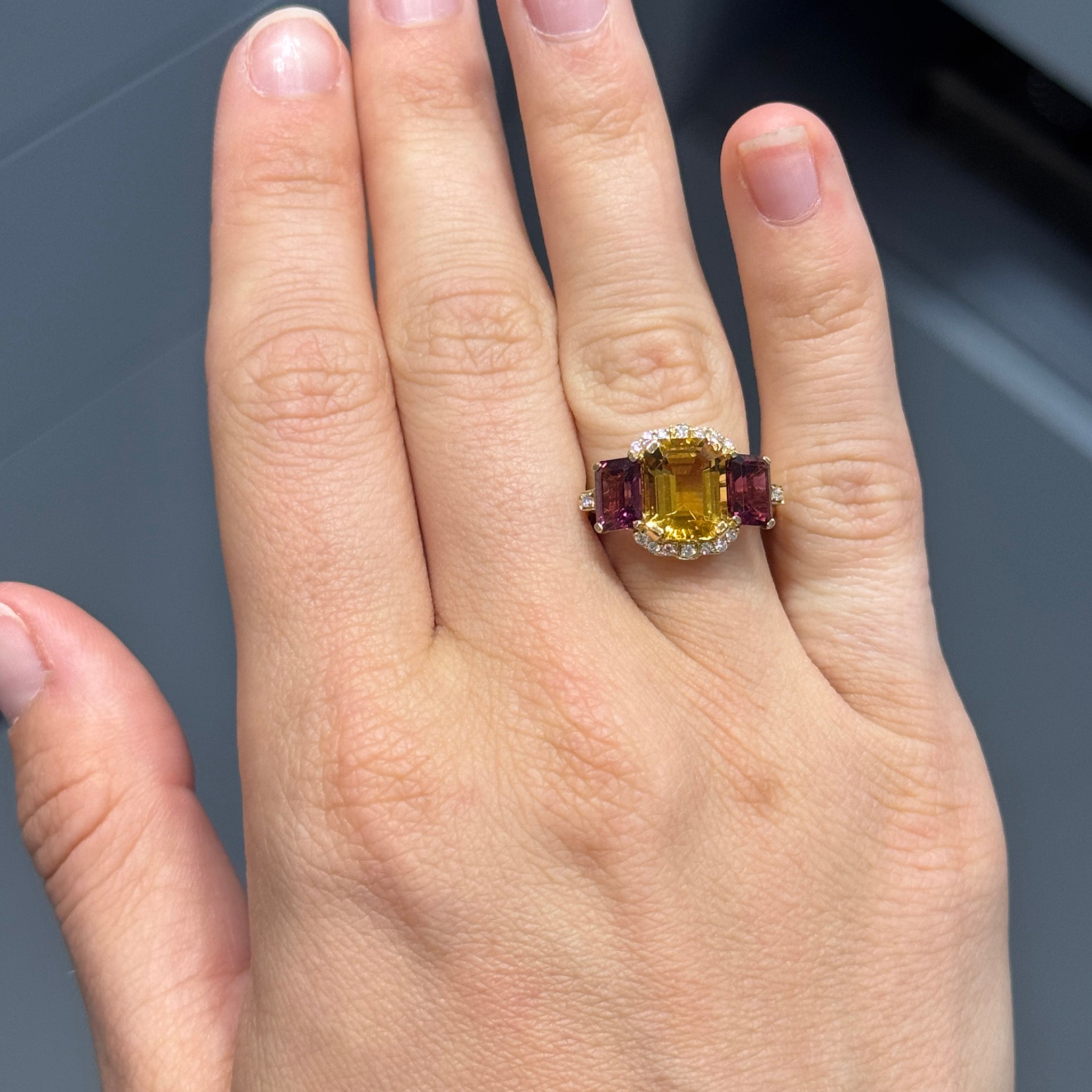 Goshwara 3-Stone Citrine & Garnet 18K Gold Ring