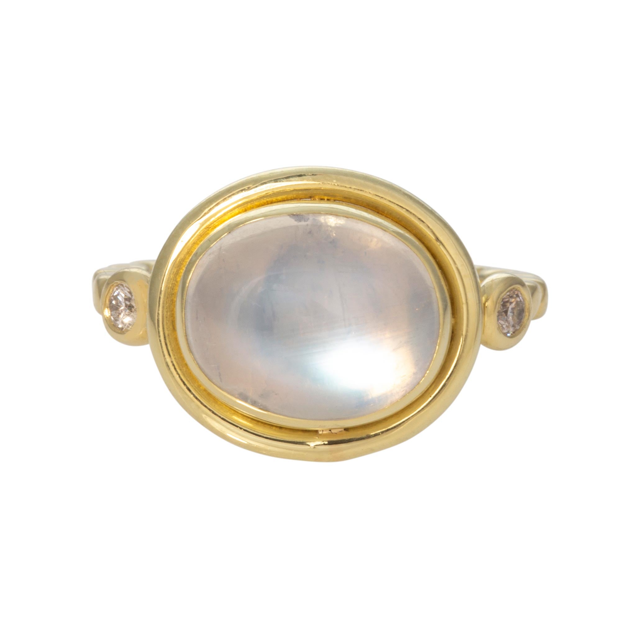Mazza Moonstone & Diamond 14K Yellow Gold Ring