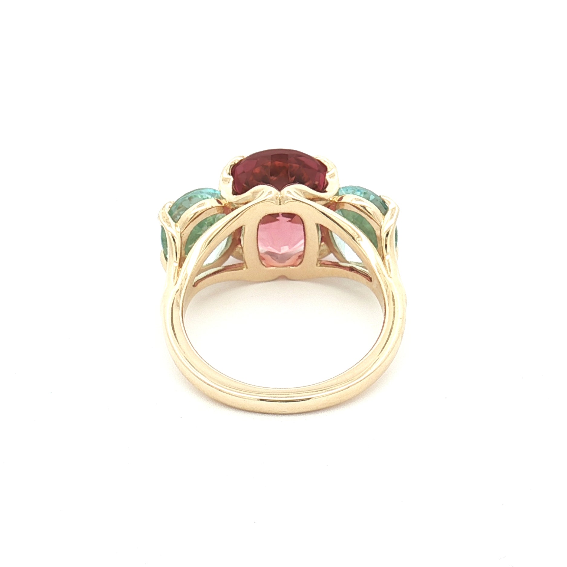 Pink Tourmaline & Aquamarine 14K Gold River Ring