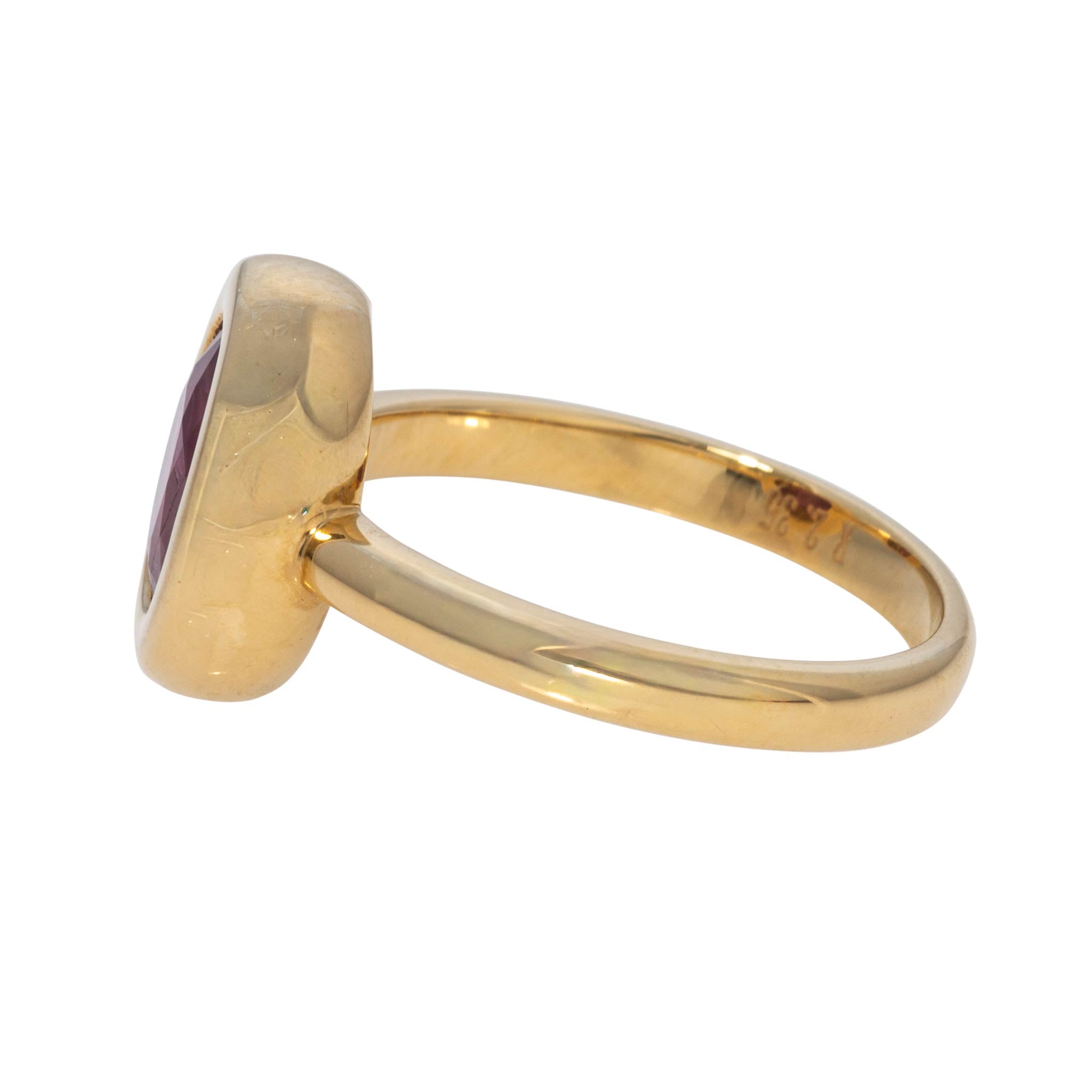 2.35ct Oval Ruby Bezel Set 18K Yellow Gold Ring