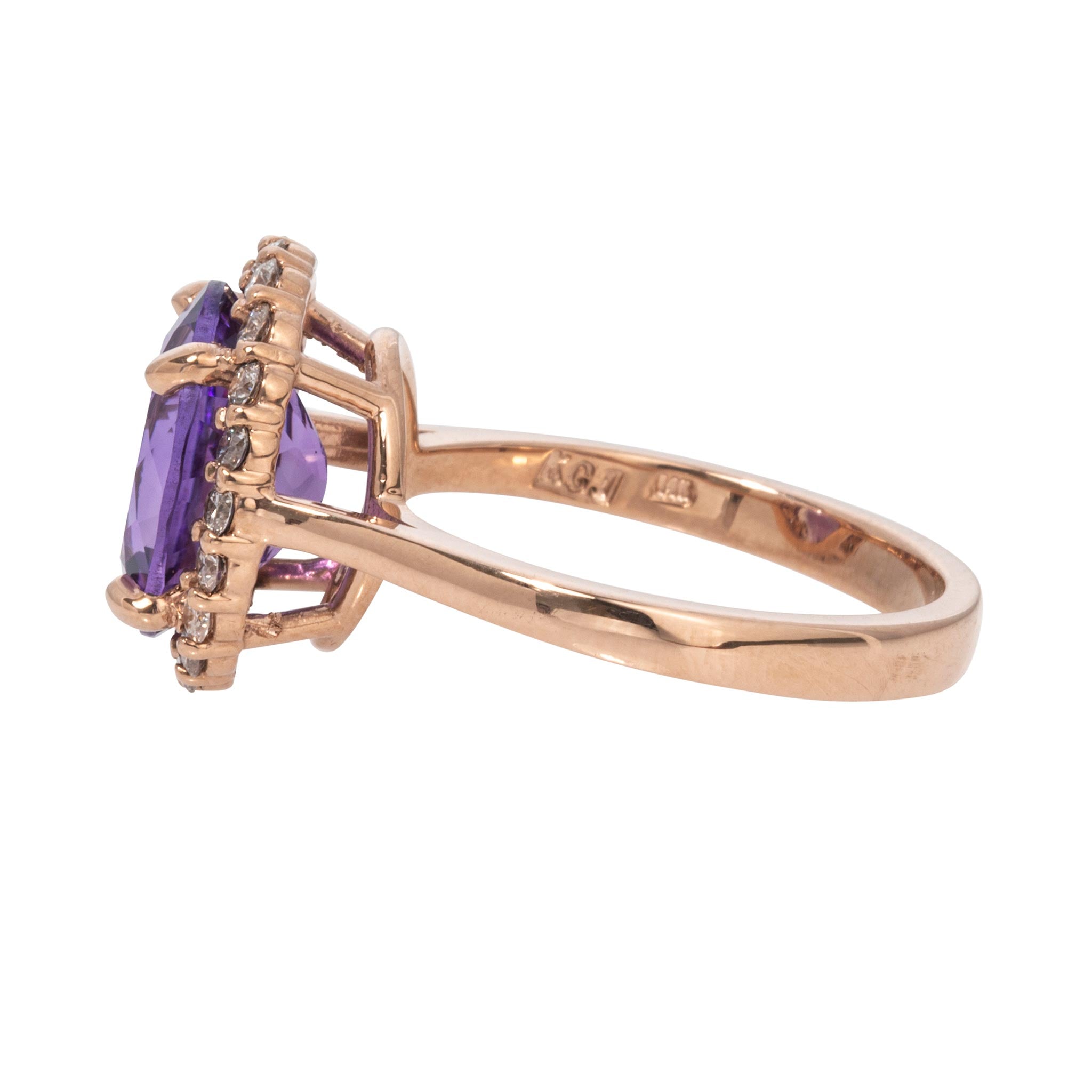 Oval Amethyst & Diamond Halo 14K Rose Gold Ring