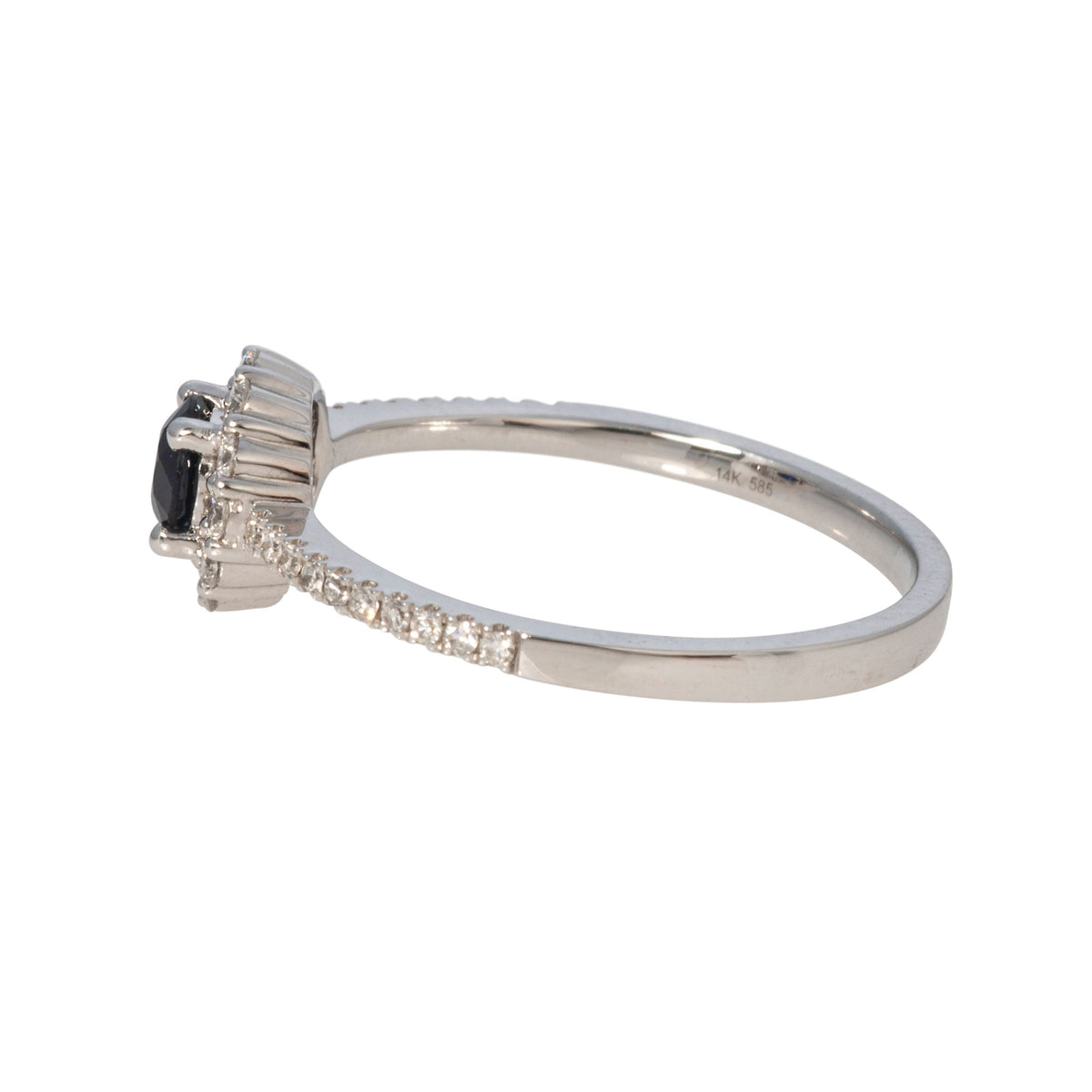 Sapphire & Diamond Round Halo 14K White Gold Ring
