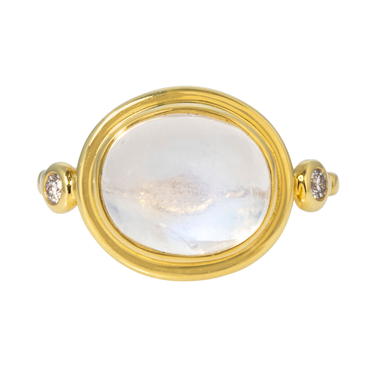 Mazza 5.84ct Moonstone & Diamond 14K Gold Beaded Ring