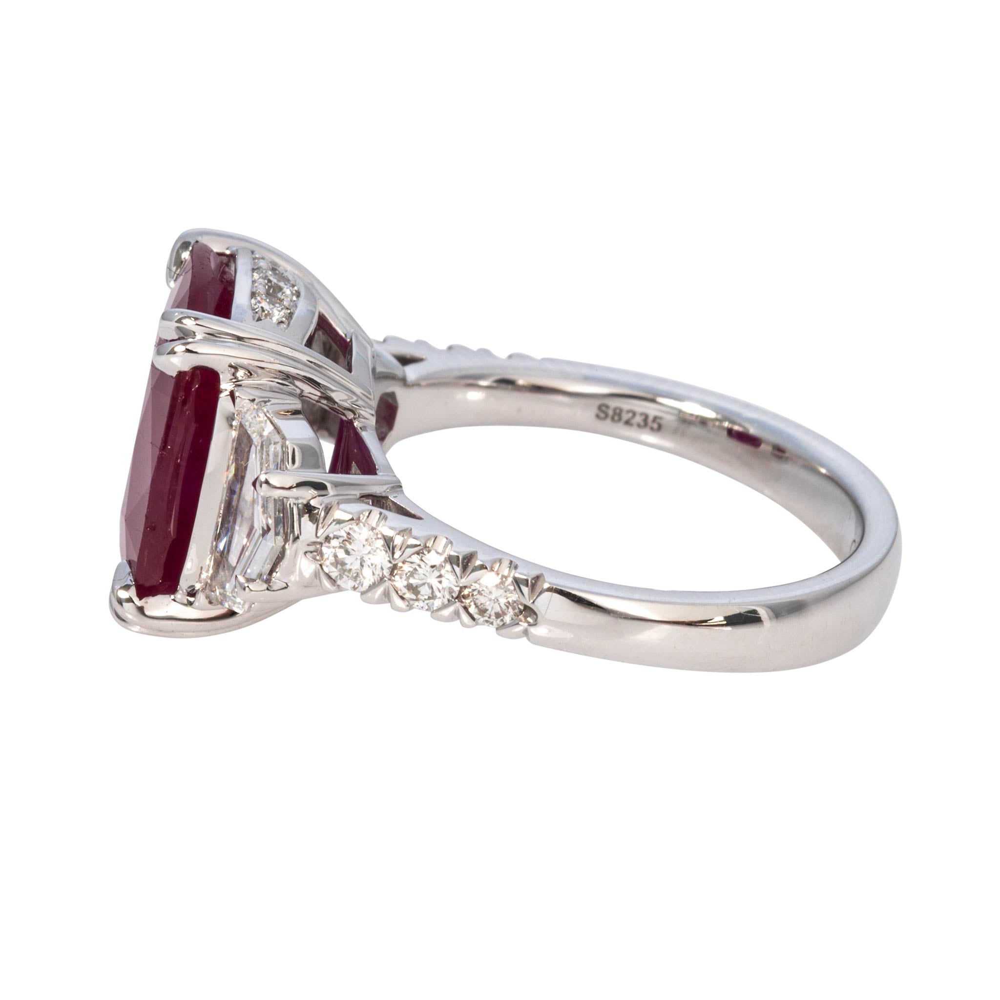 5.46ct Ruby & Diamond 14K White Gold Ring