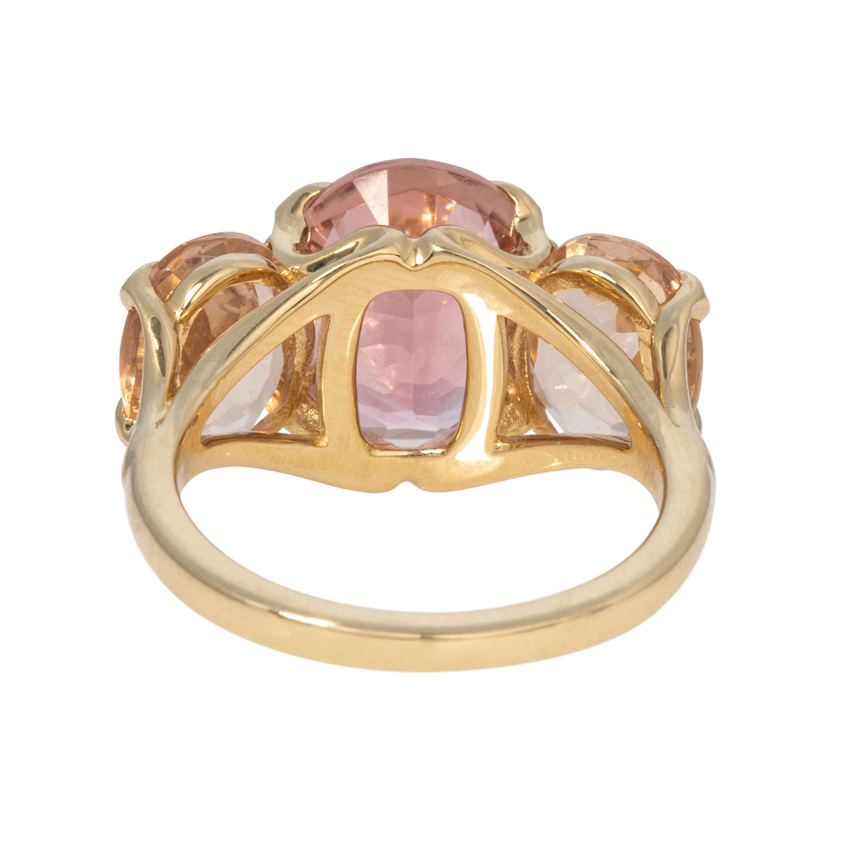 Pink Tourmaline & Morganite 14K Gold Three-Stone River Ring