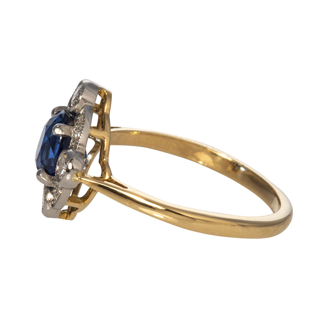 Edwardian Style 1.25ct Oval Sapphire & Diamond Ring