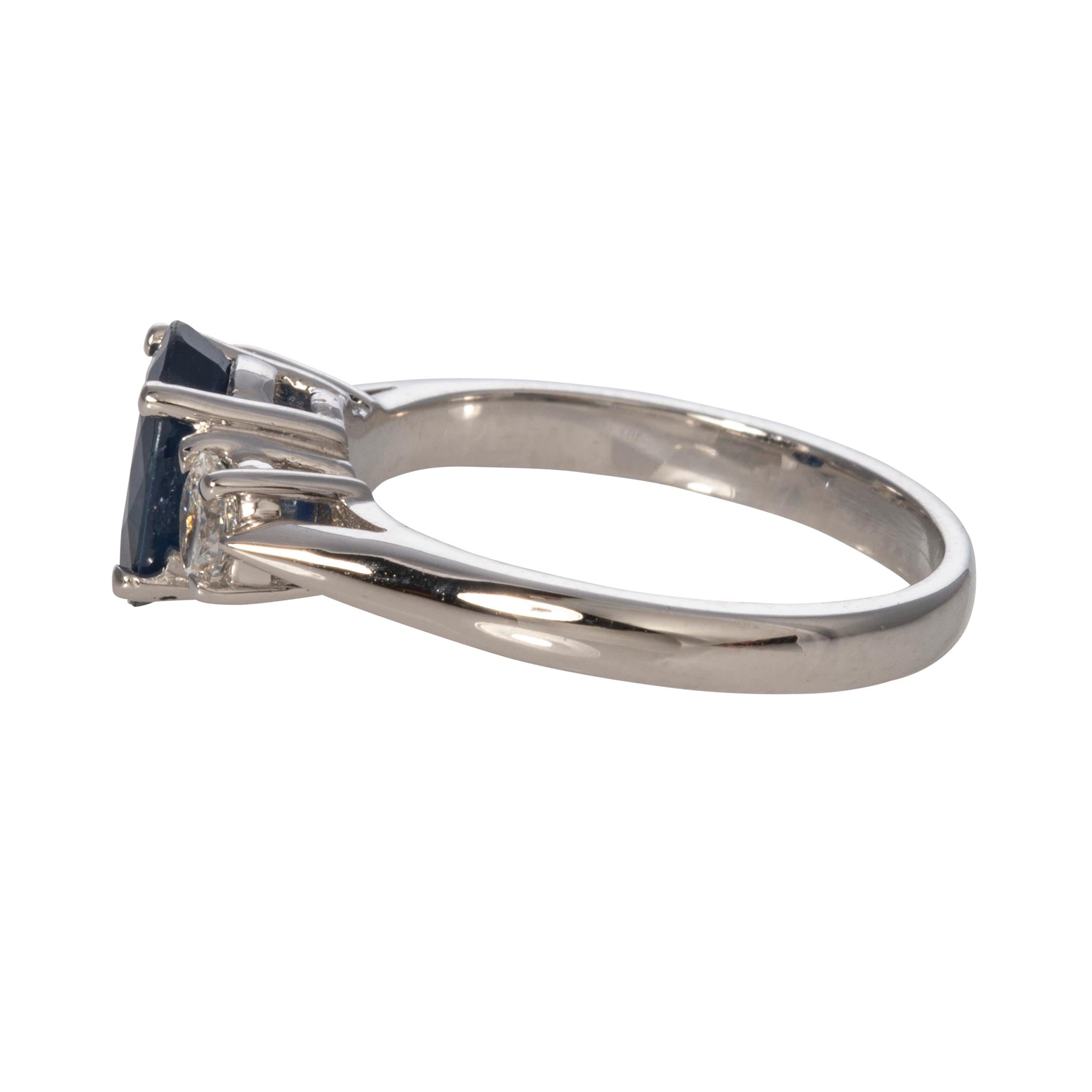 1.50ct Oval Sapphire & Diamond Three-Stone Platinum Ring