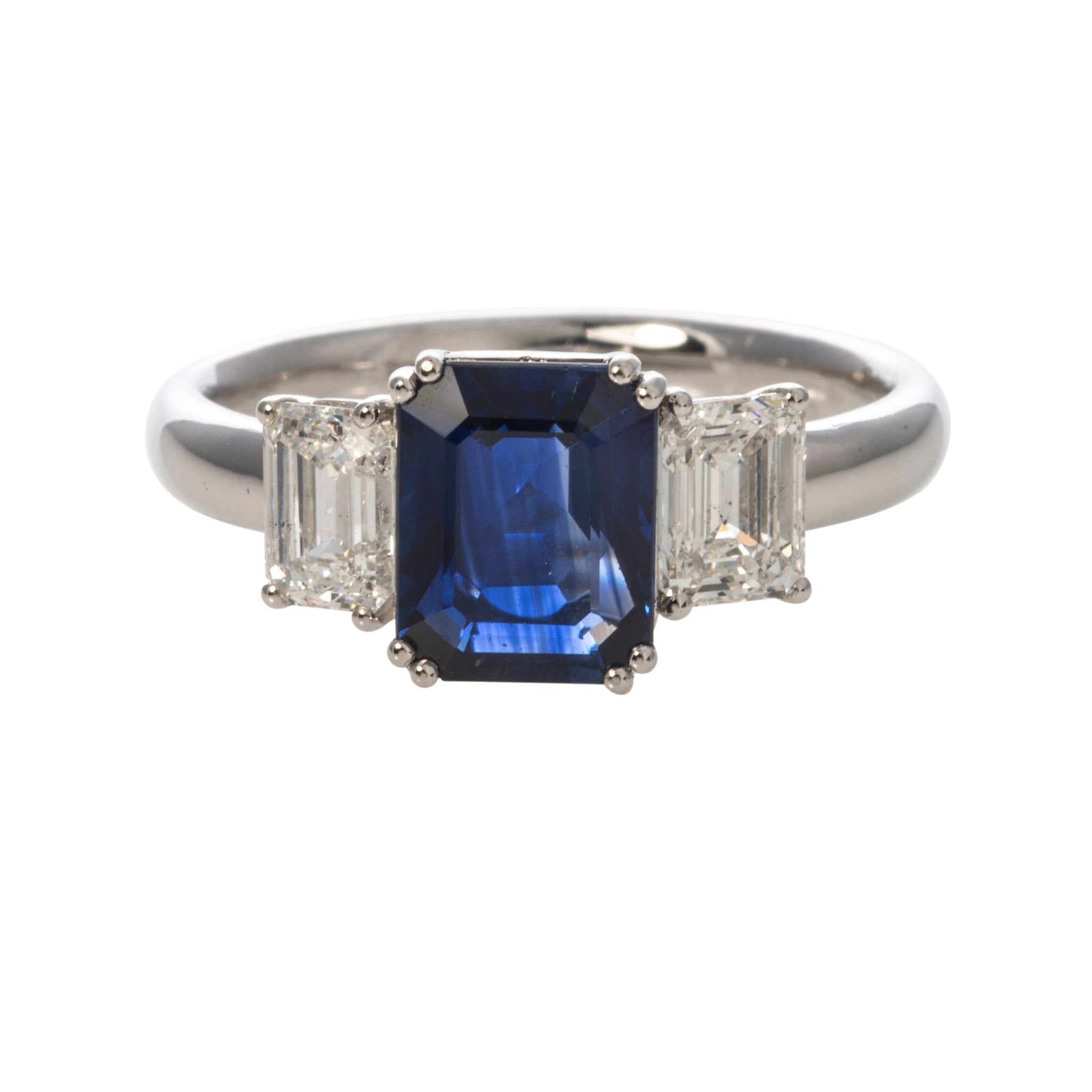 1.96ct Sapphire & Diamond Three Stone Platinum Ring