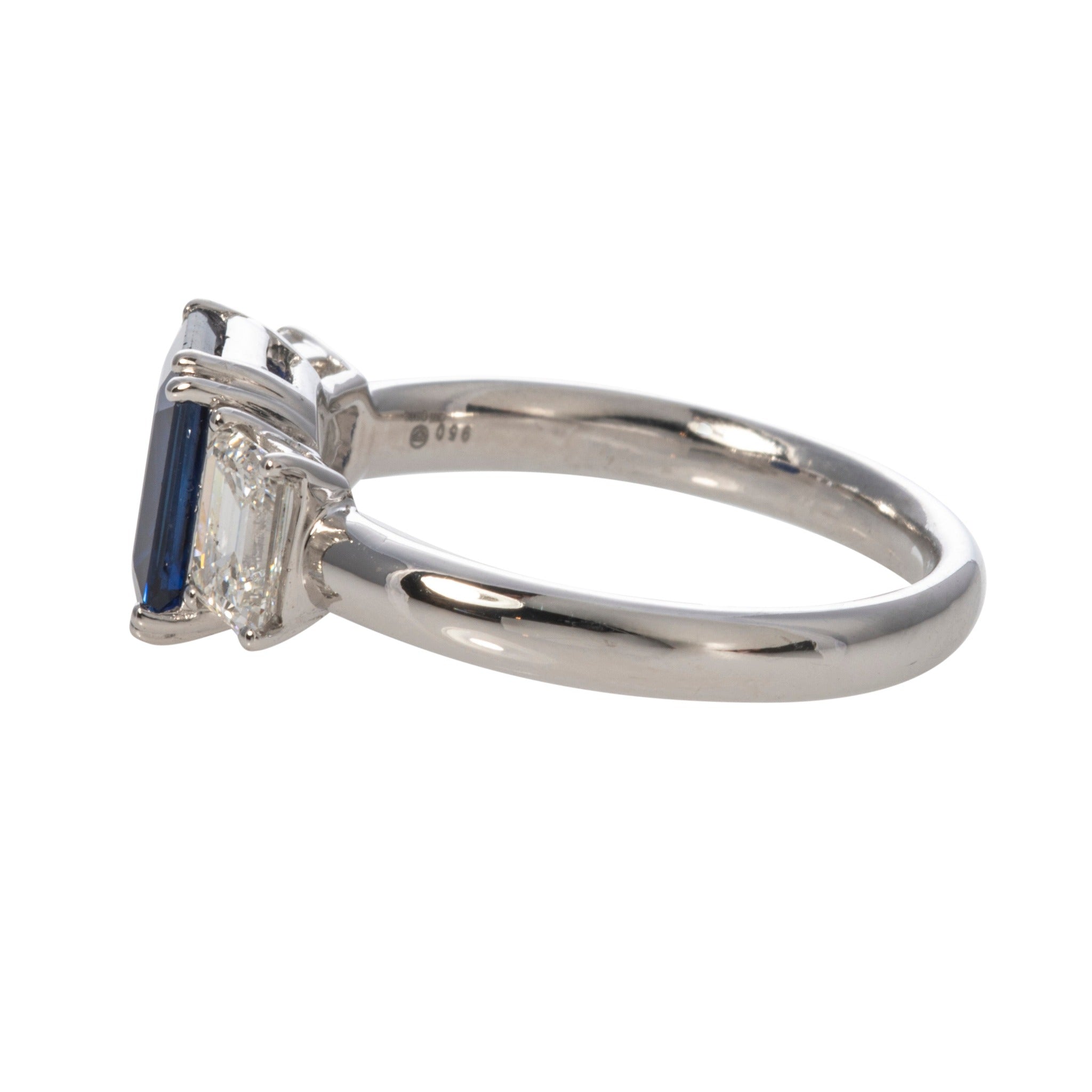 1.96ct Sapphire & Diamond Three Stone Platinum Ring