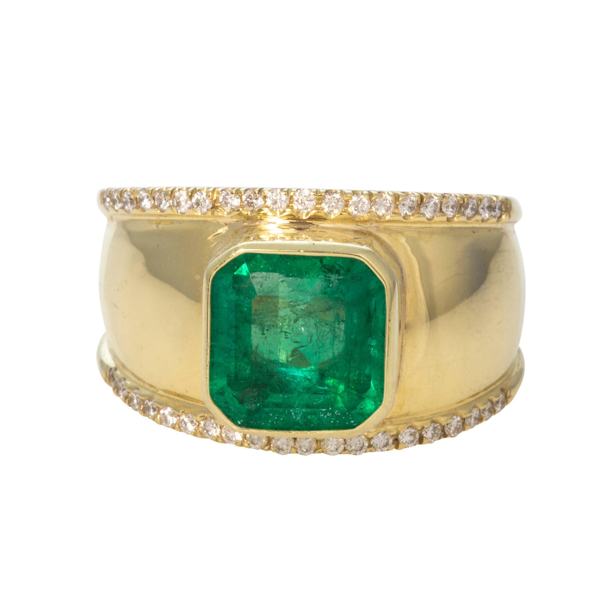 Mazza 2.80ct Emerald & Diamond 18K Yellow Gold Ring