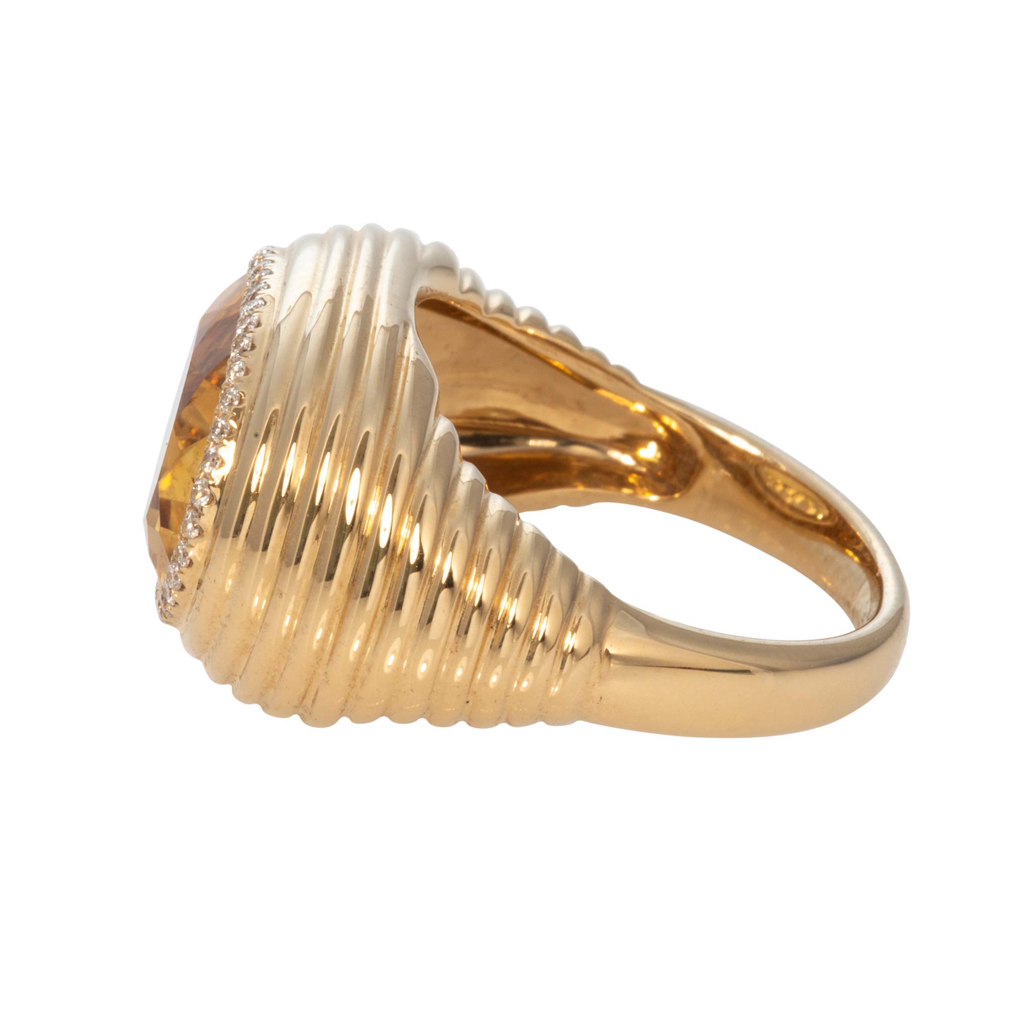 Oval Citrine & Pavé Diamond 18K Yellow Gold Ring