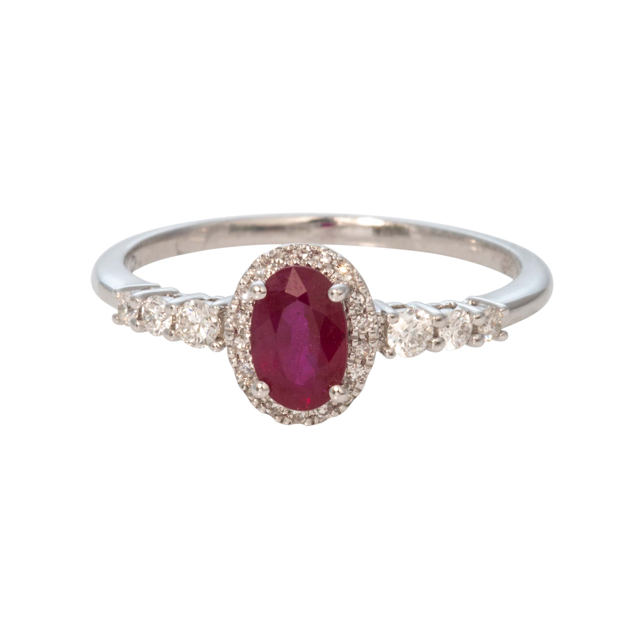 Oval Ruby & Diamond 14K White Gold Ring