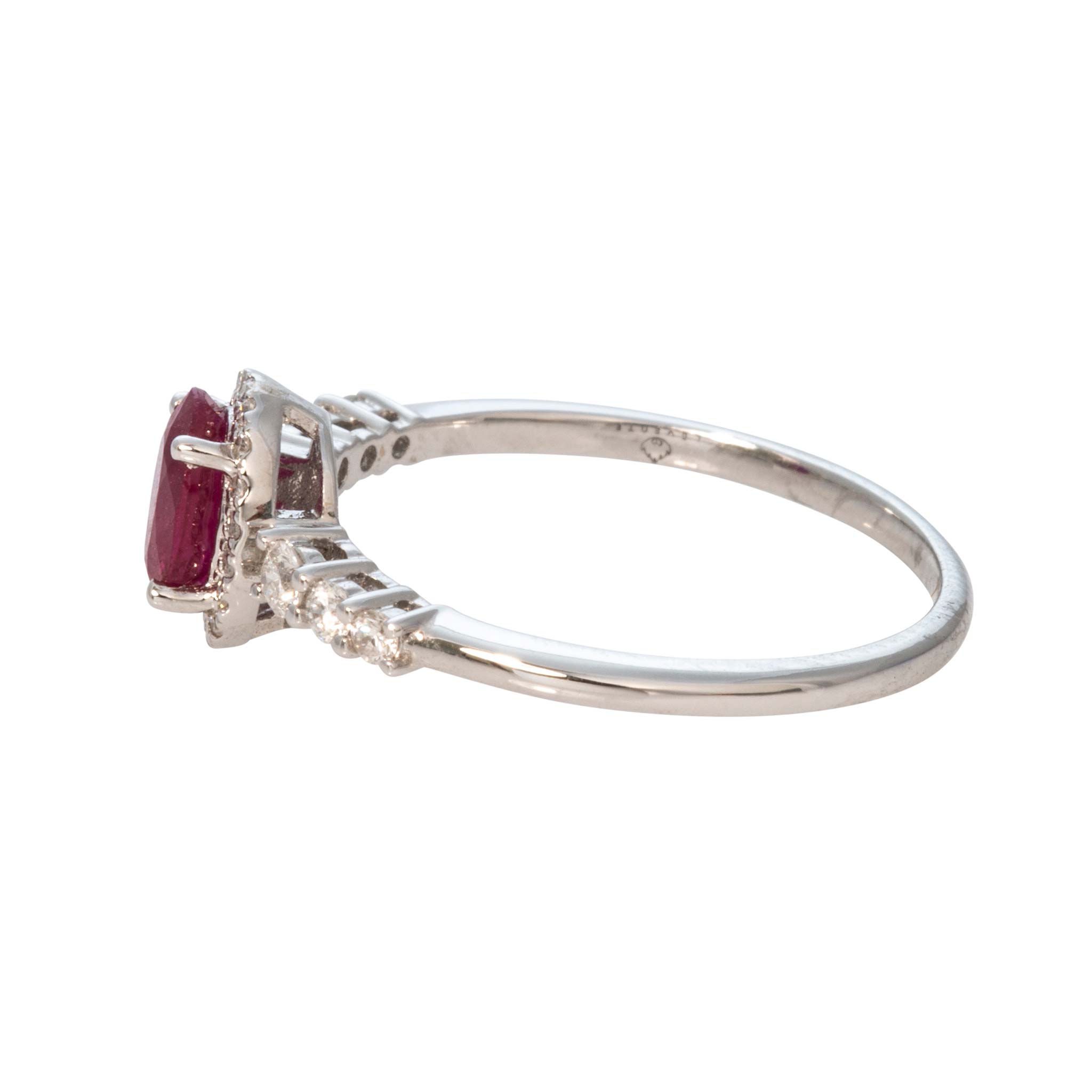 Oval Ruby & Diamond 14K White Gold Ring