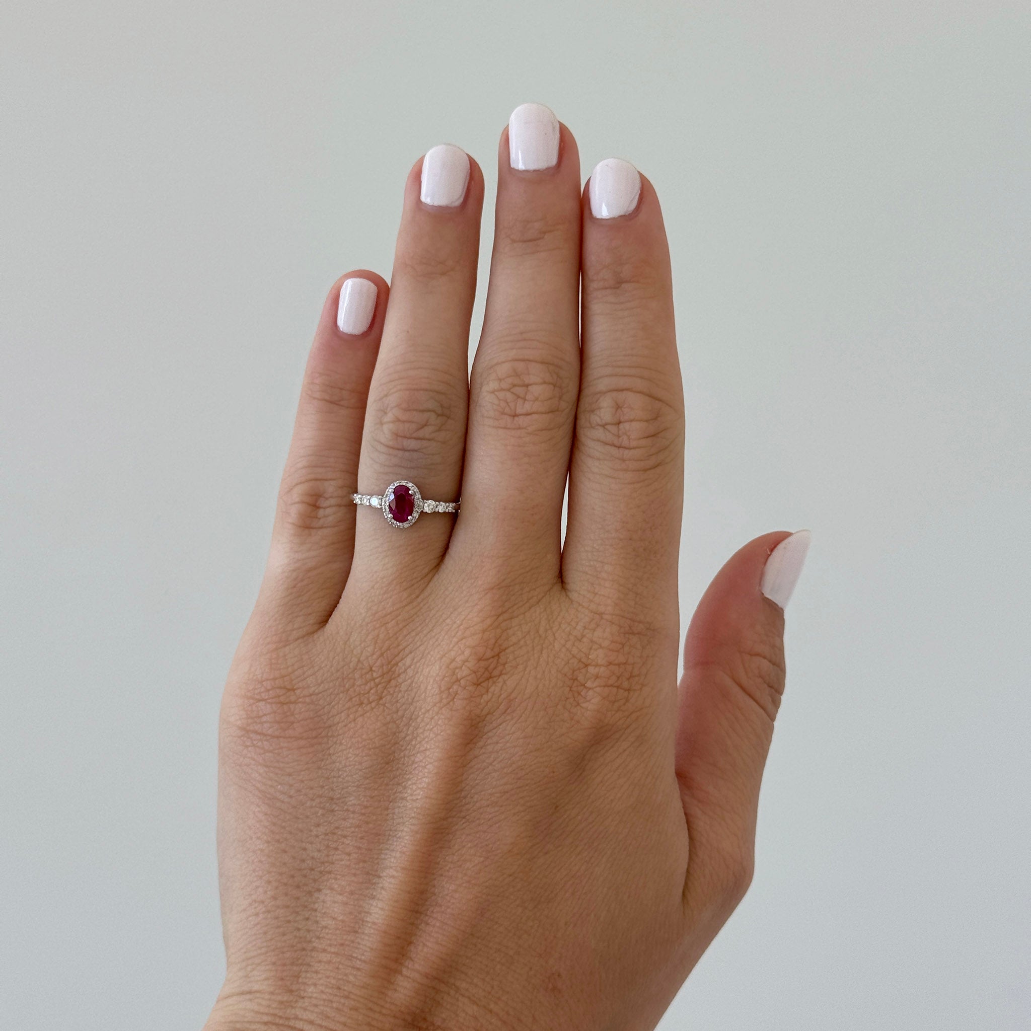 Oval Ruby & Diamond 14K White Gold Ring