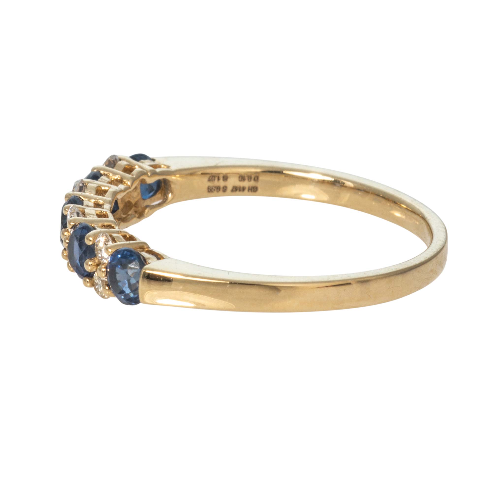 Round Sapphire 5-Stone & Round Diamond 14K Yellow Gold Band