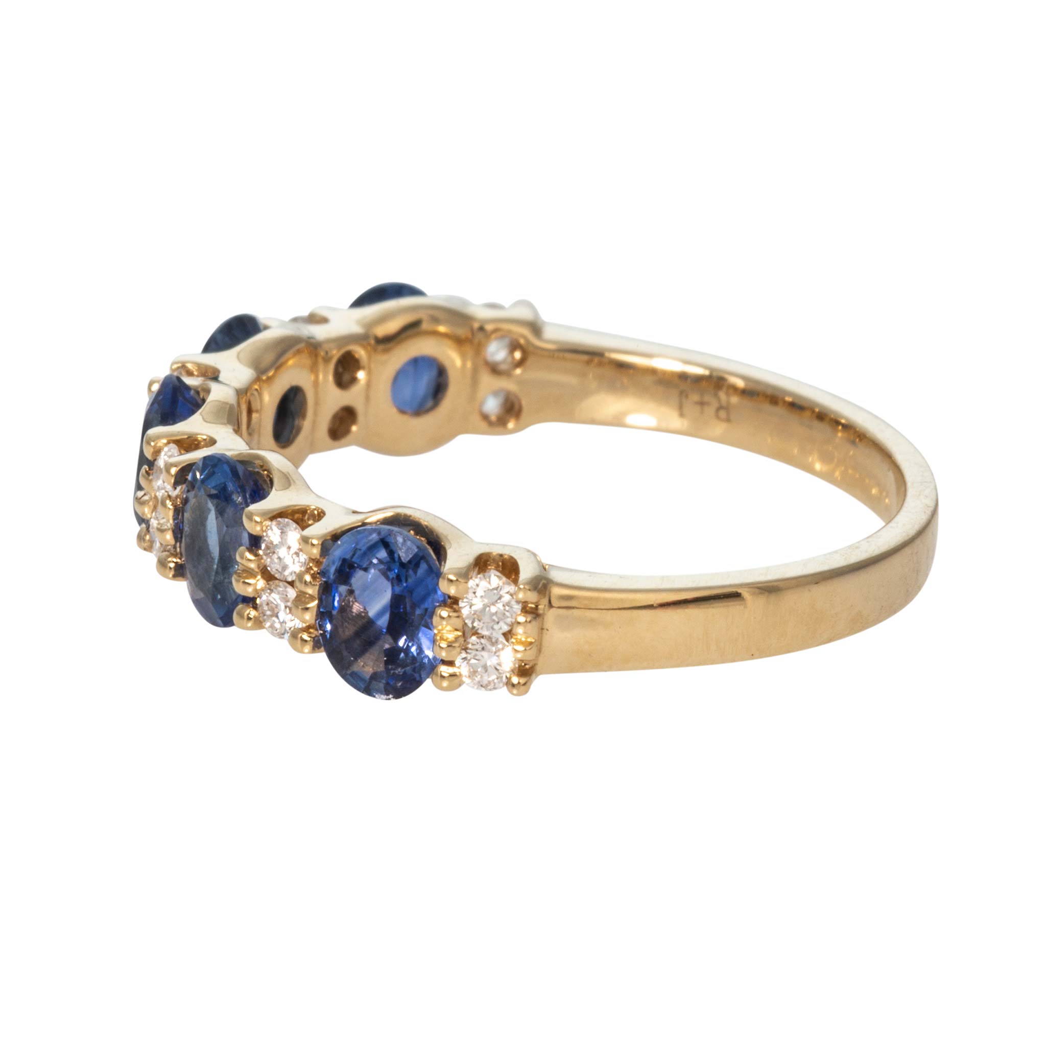 Oval Sapphire 5-Stone & Round Diamond 14K Yellow Gold Band
