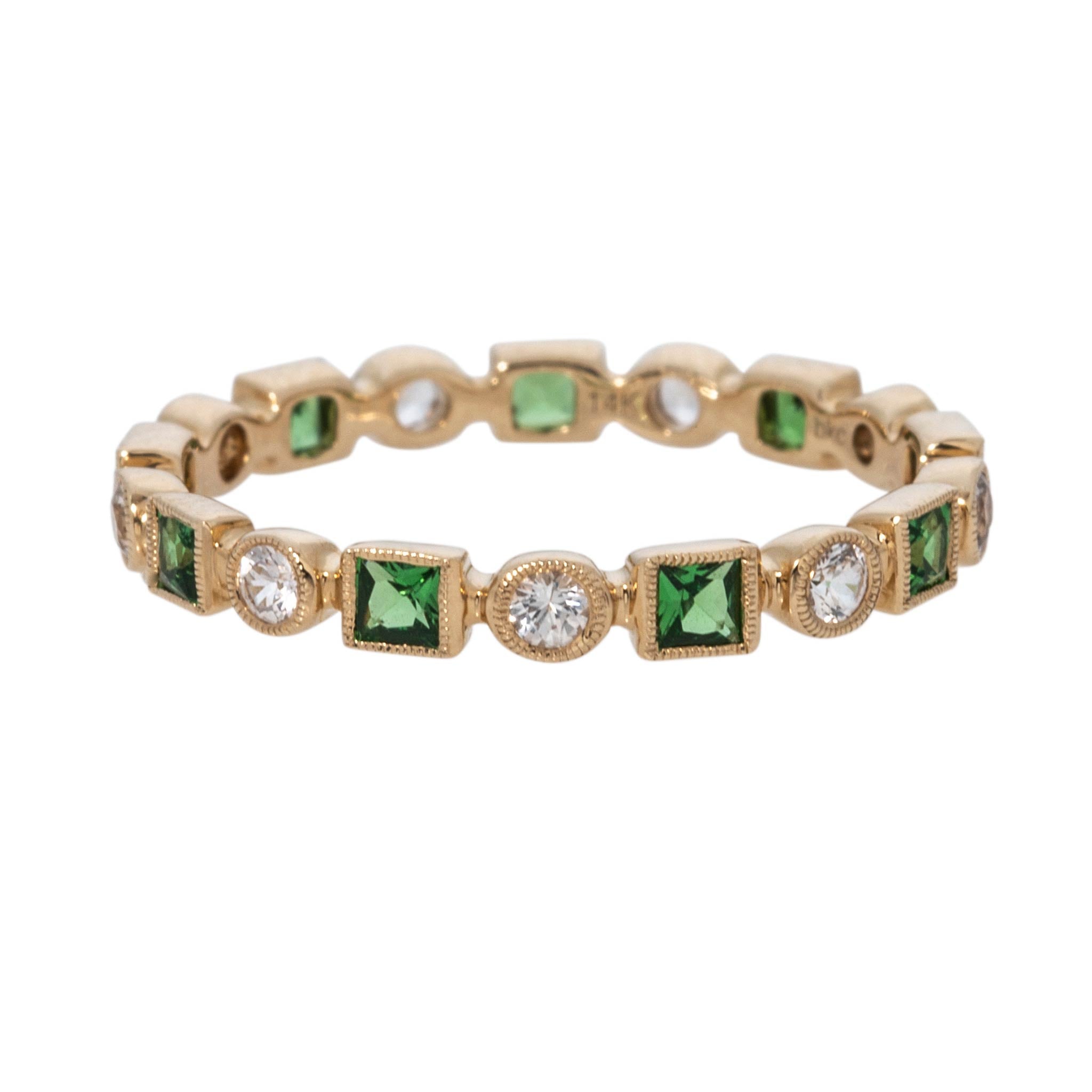 Tsavorite & White Sapphire 14K Yellow Gold Eternity Band