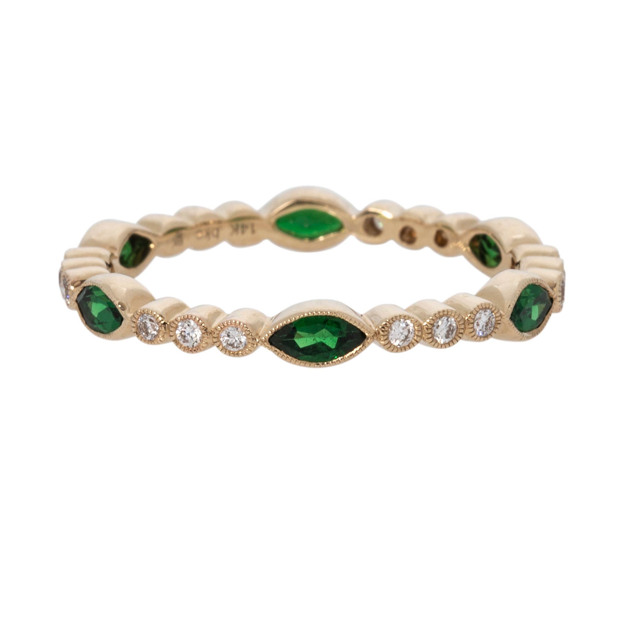 Tsavorite & Diamond 14K Yellow Gold Eternity Band