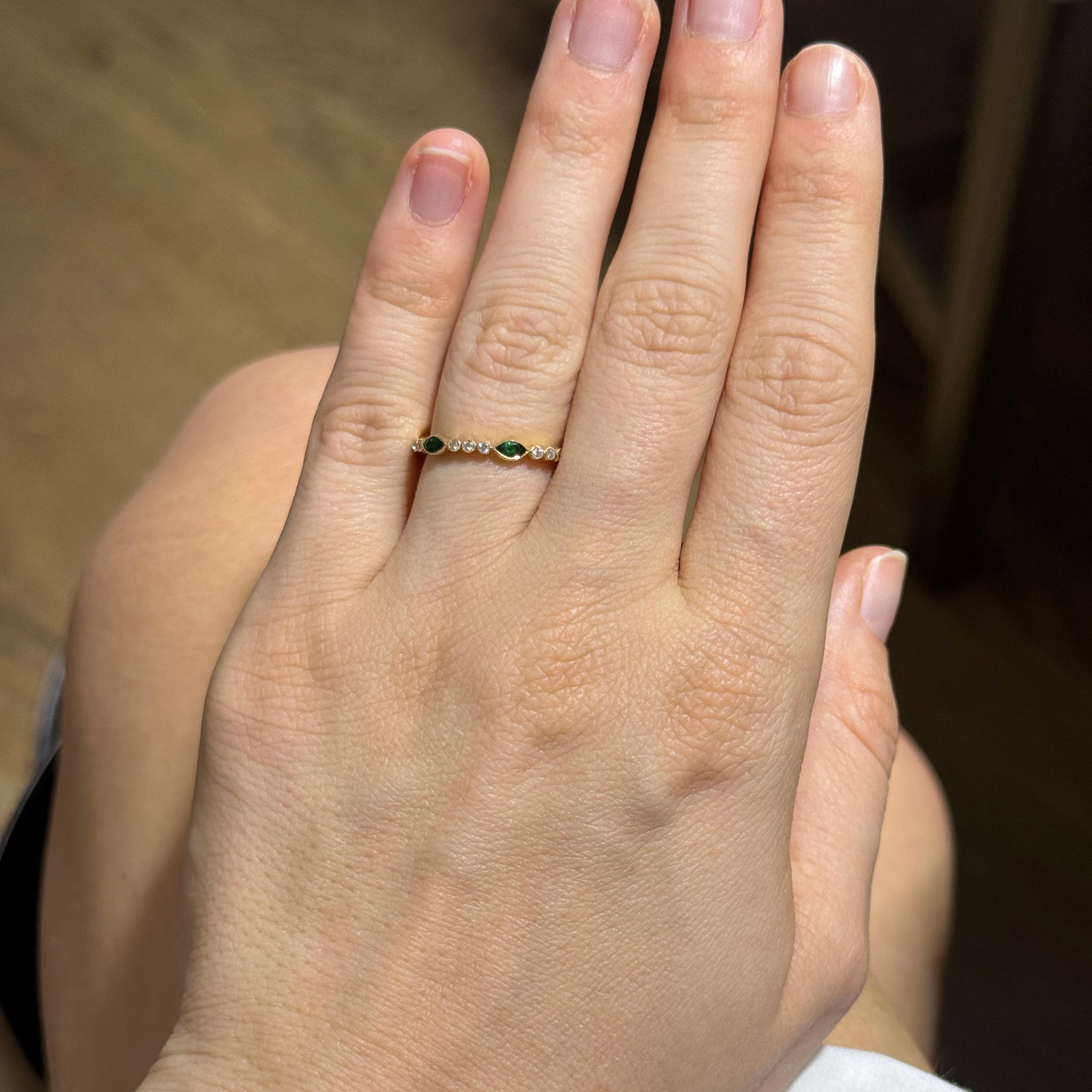 Tsavorite & Diamond 14K Yellow Gold Eternity Band