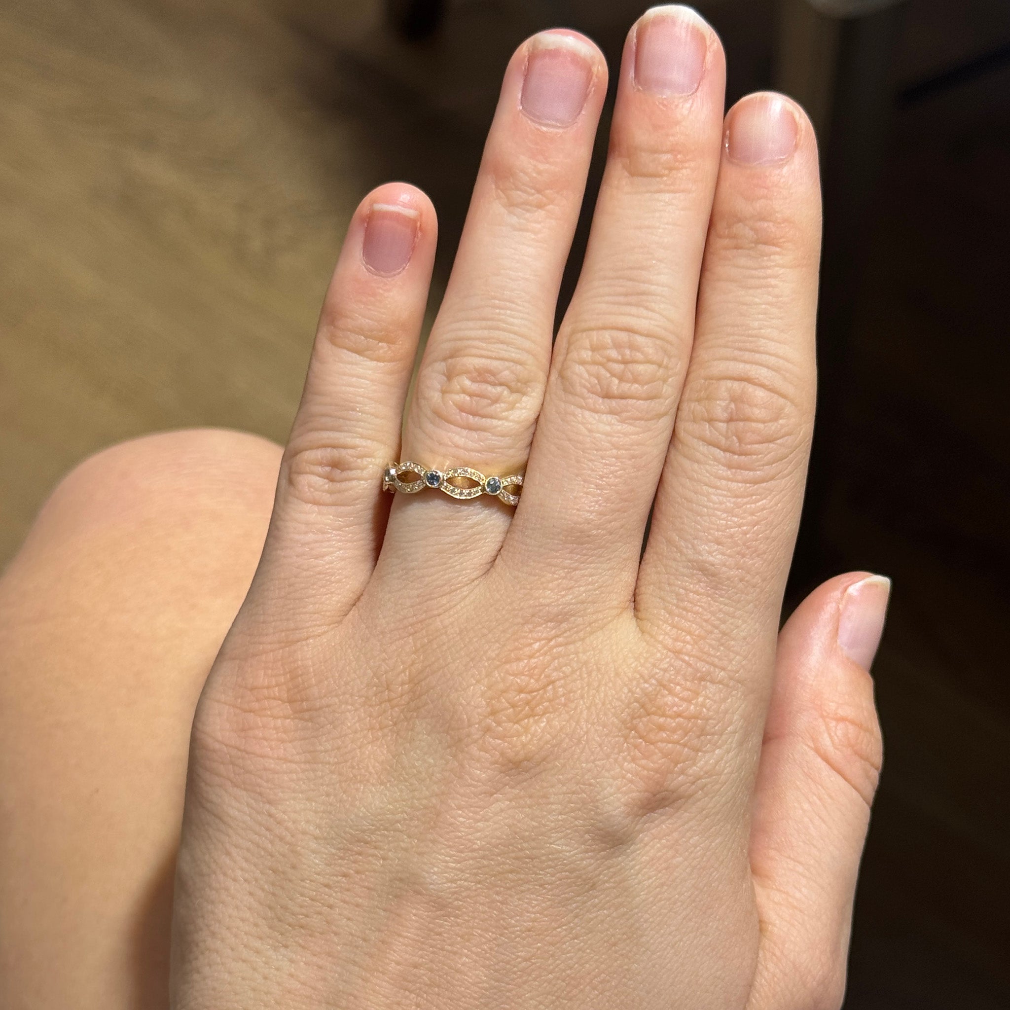 Aquamarine & Diamond 14K Yellow Gold Milgrain Eternity Band