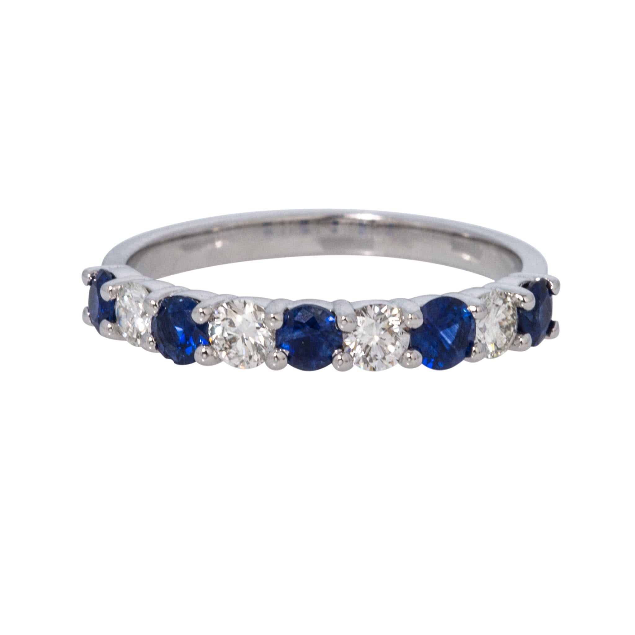 Sapphire & Diamond 14K White Gold Halfway Band