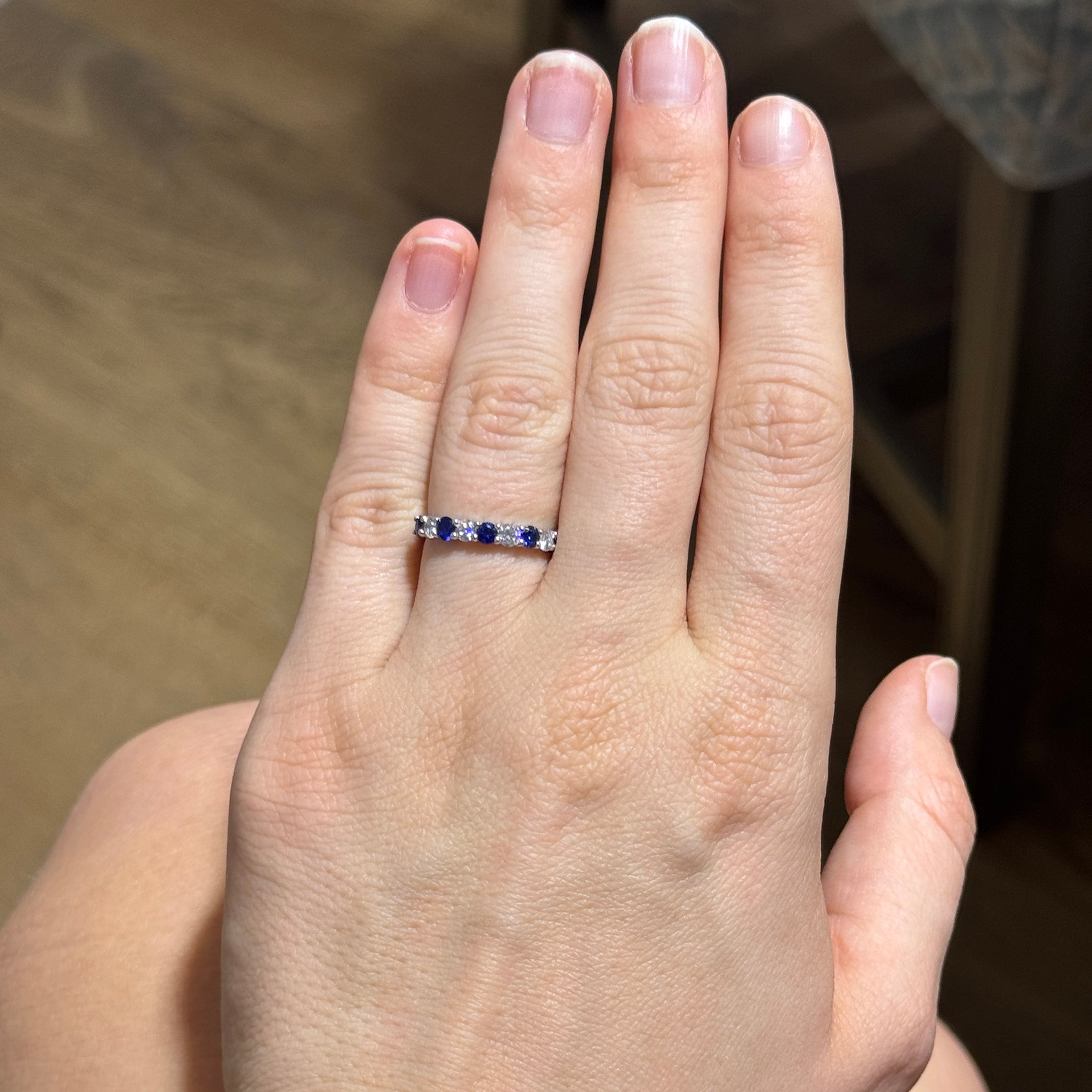 Sapphire & Diamond 14K White Gold Halfway Band