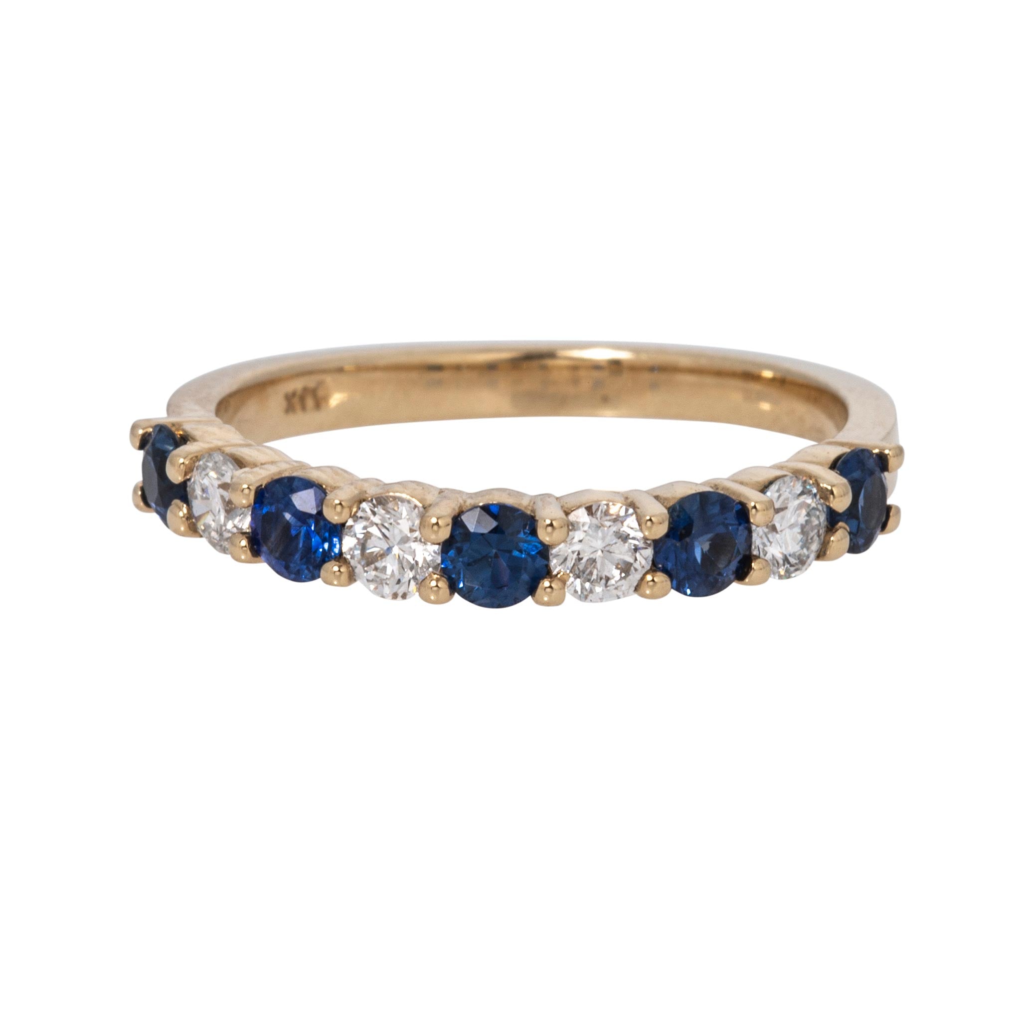 Sapphire & Diamond 14K Yellow Gold Halfway Band