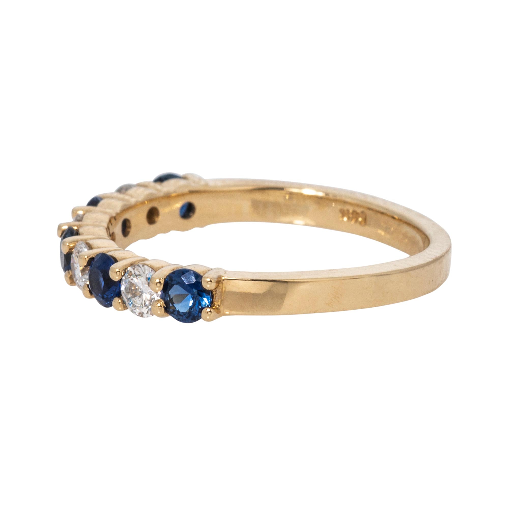Sapphire & Diamond 14K Yellow Gold Halfway Band