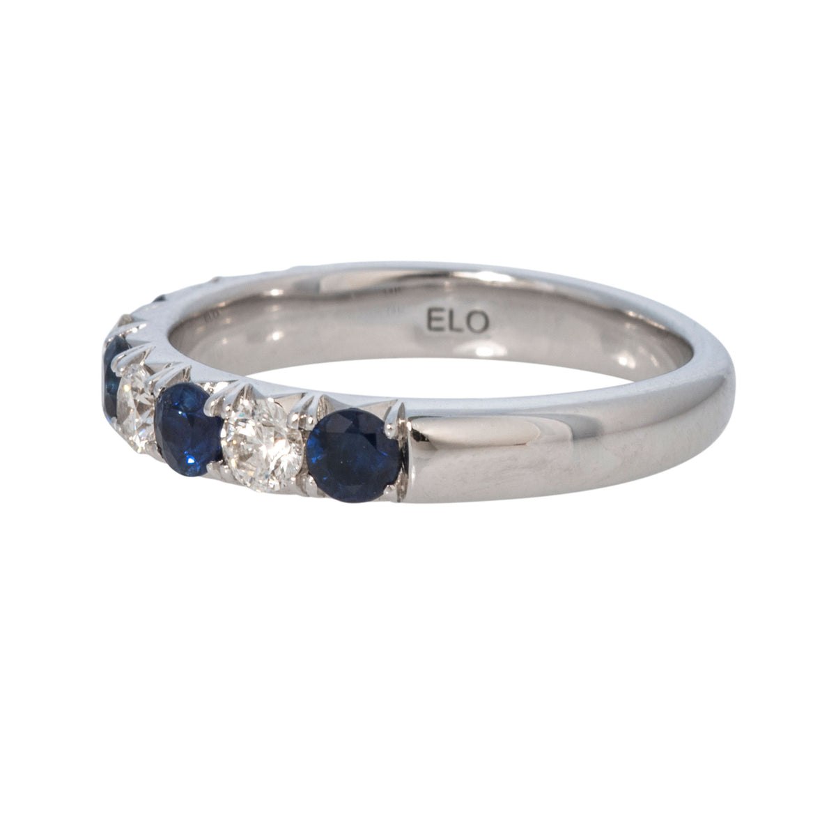 .75ct Sapphire & .44ct Diamond Halfway 14K White Gold Band