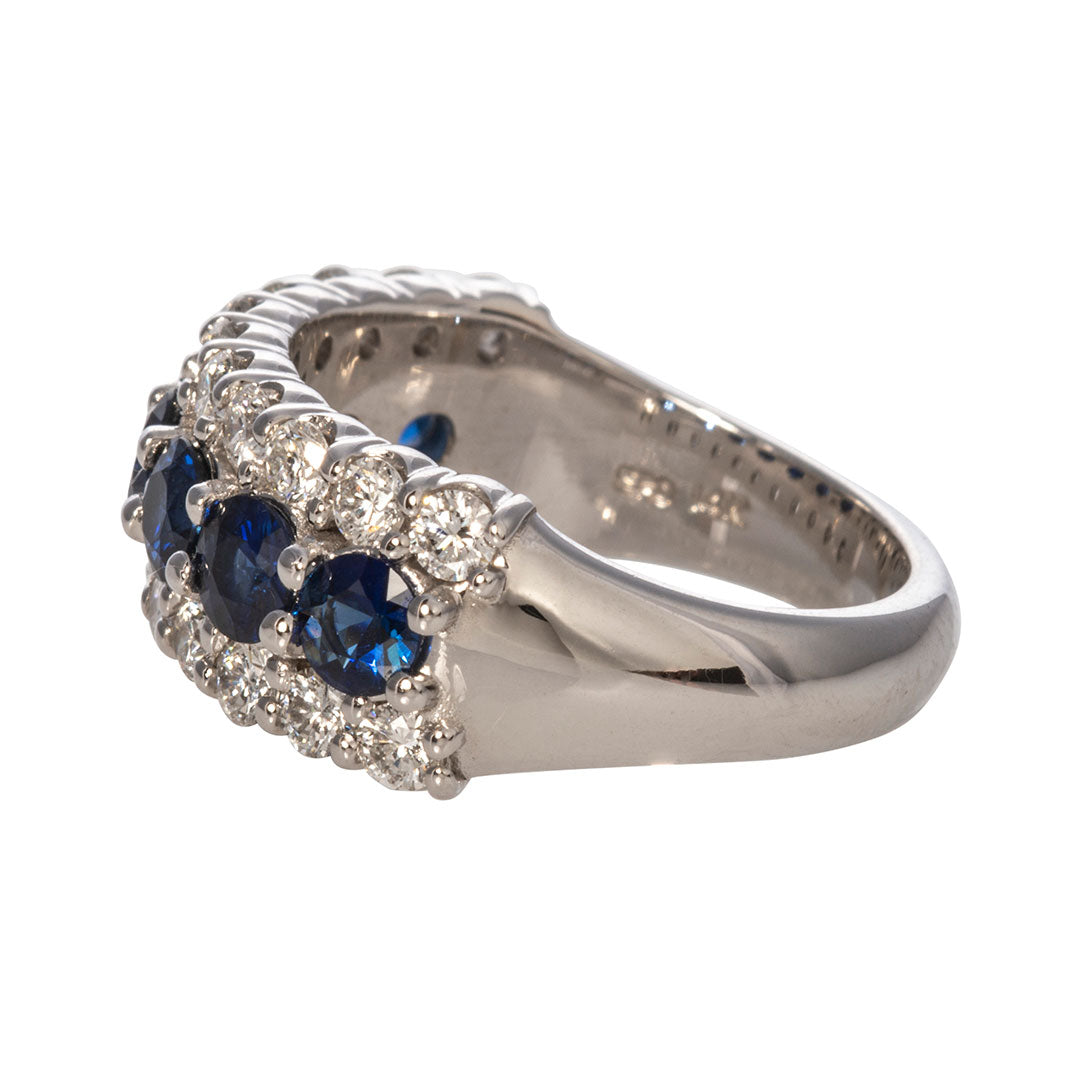 1.64ct Sapphire & Diamond 14K White Gold Anniversary Ring