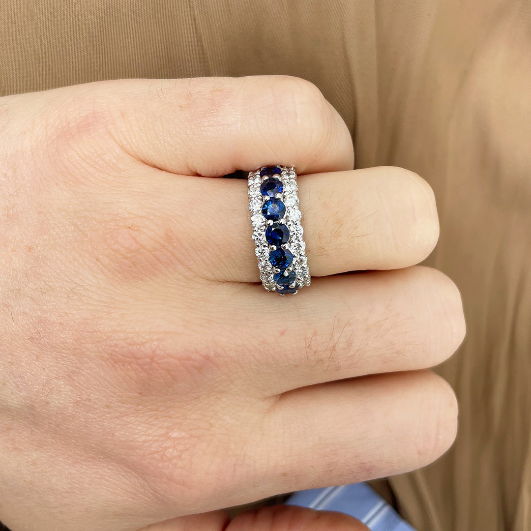 1.64ct Sapphire & Diamond 14K White Gold Anniversary Ring