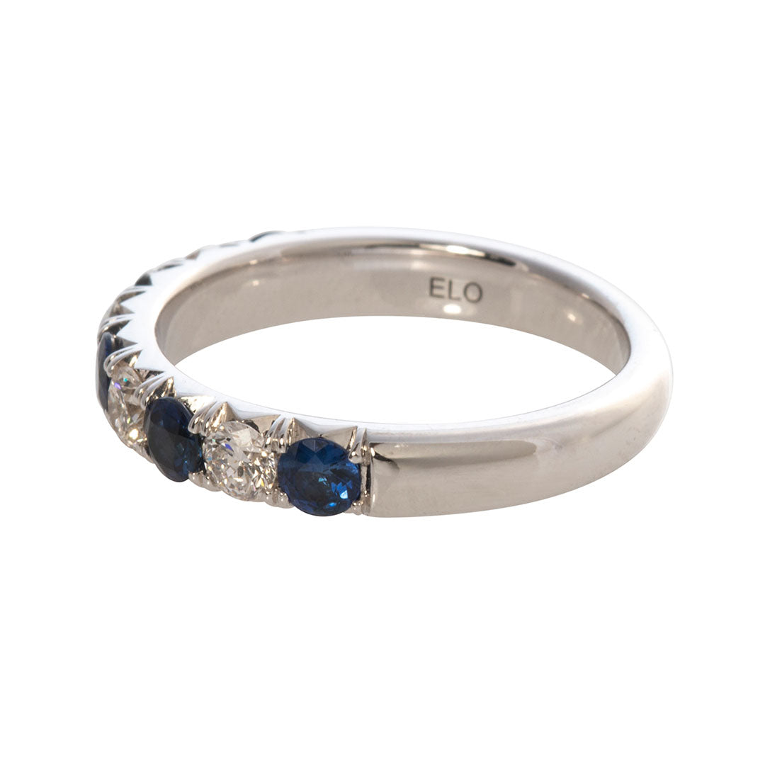.75ct Sapphire & .44ct Diamond Halfway 14K White Gold Band
