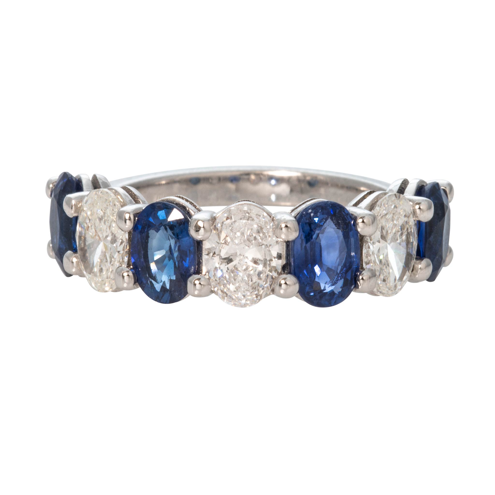 2.35ctw Oval Sapphire & 1.52ctw Diamond 18K White Gold Band