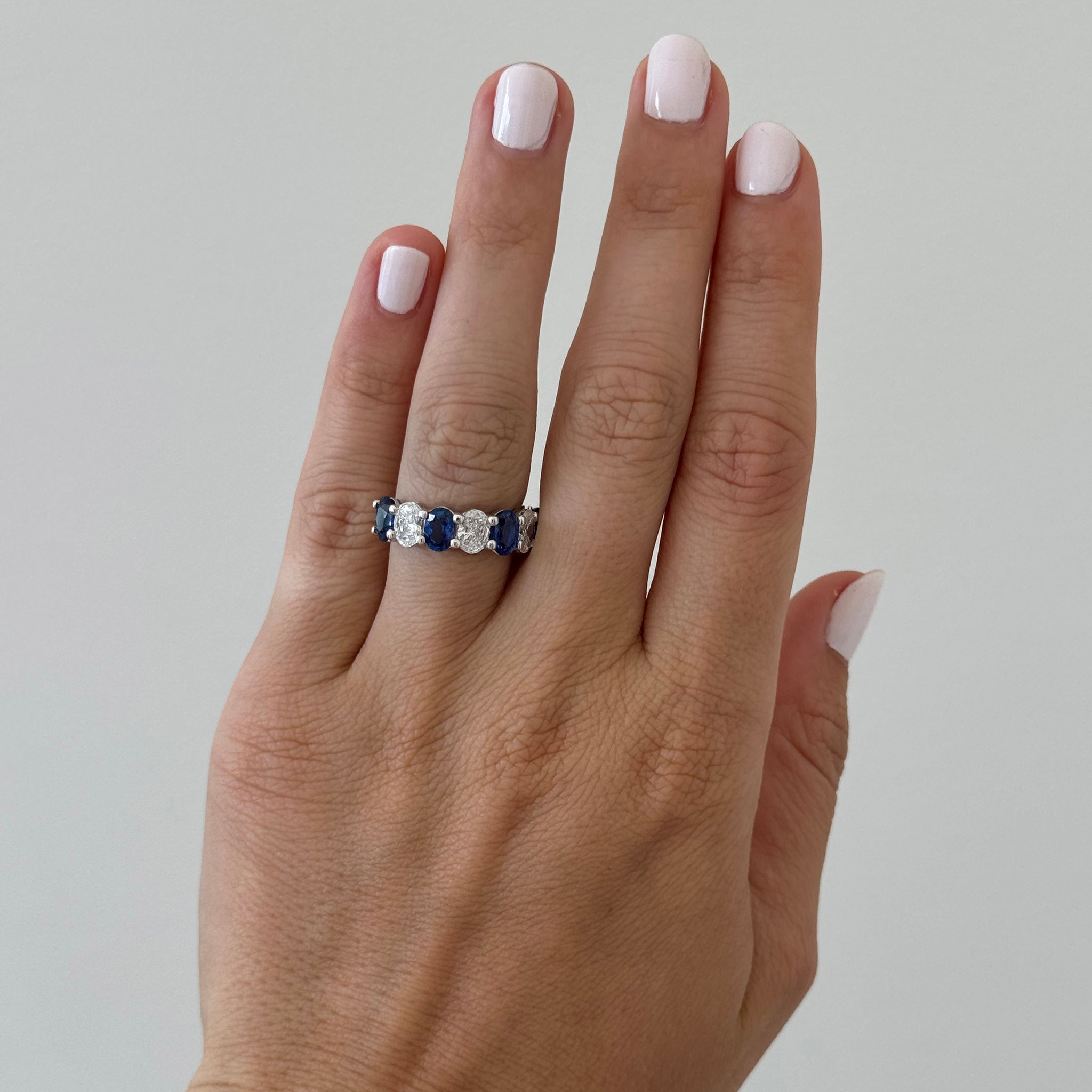 2.35ctw Oval Sapphire & 1.52ctw Diamond 18K White Gold Band