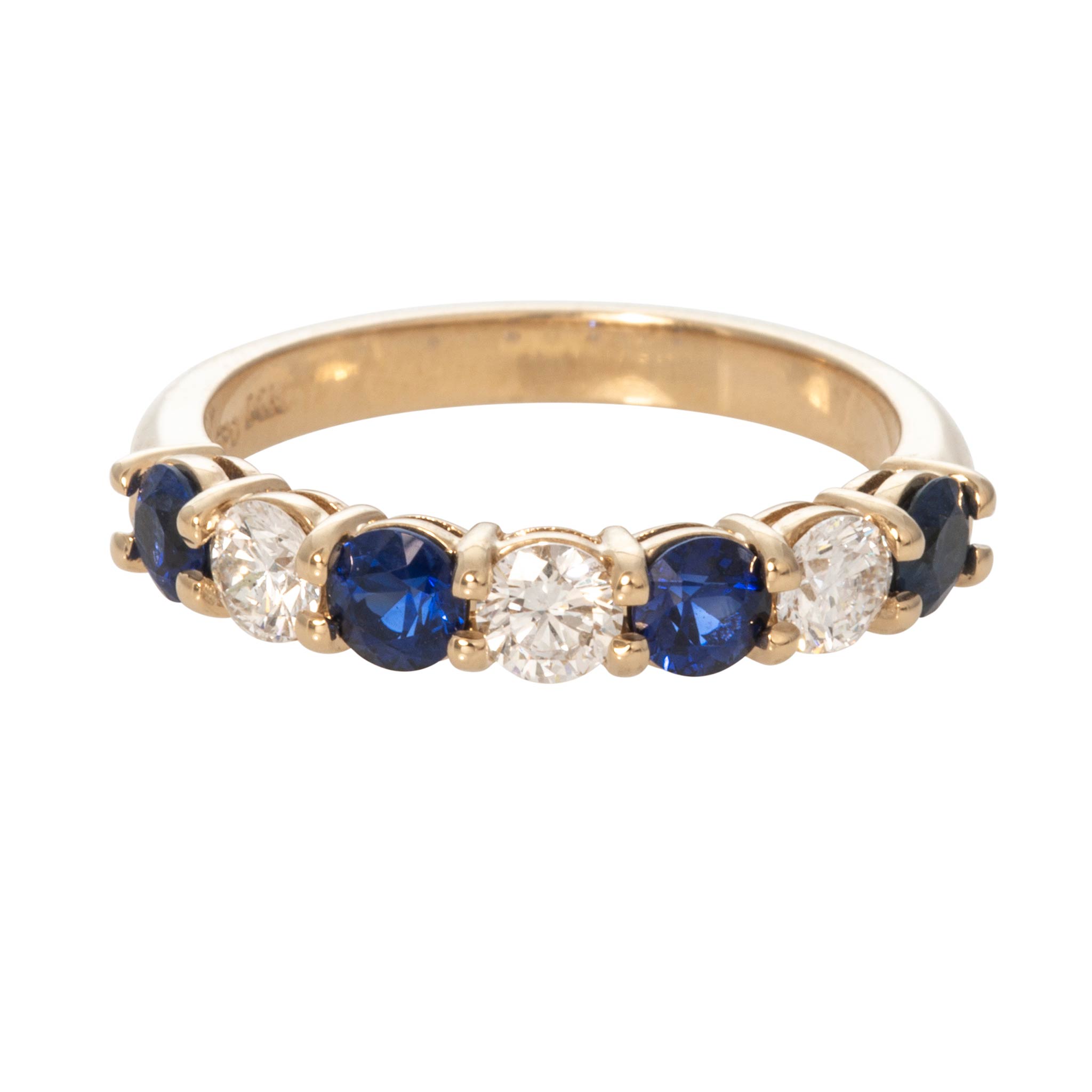 Sapphire & Diamond 7-Stone 14K Yellow Gold Band