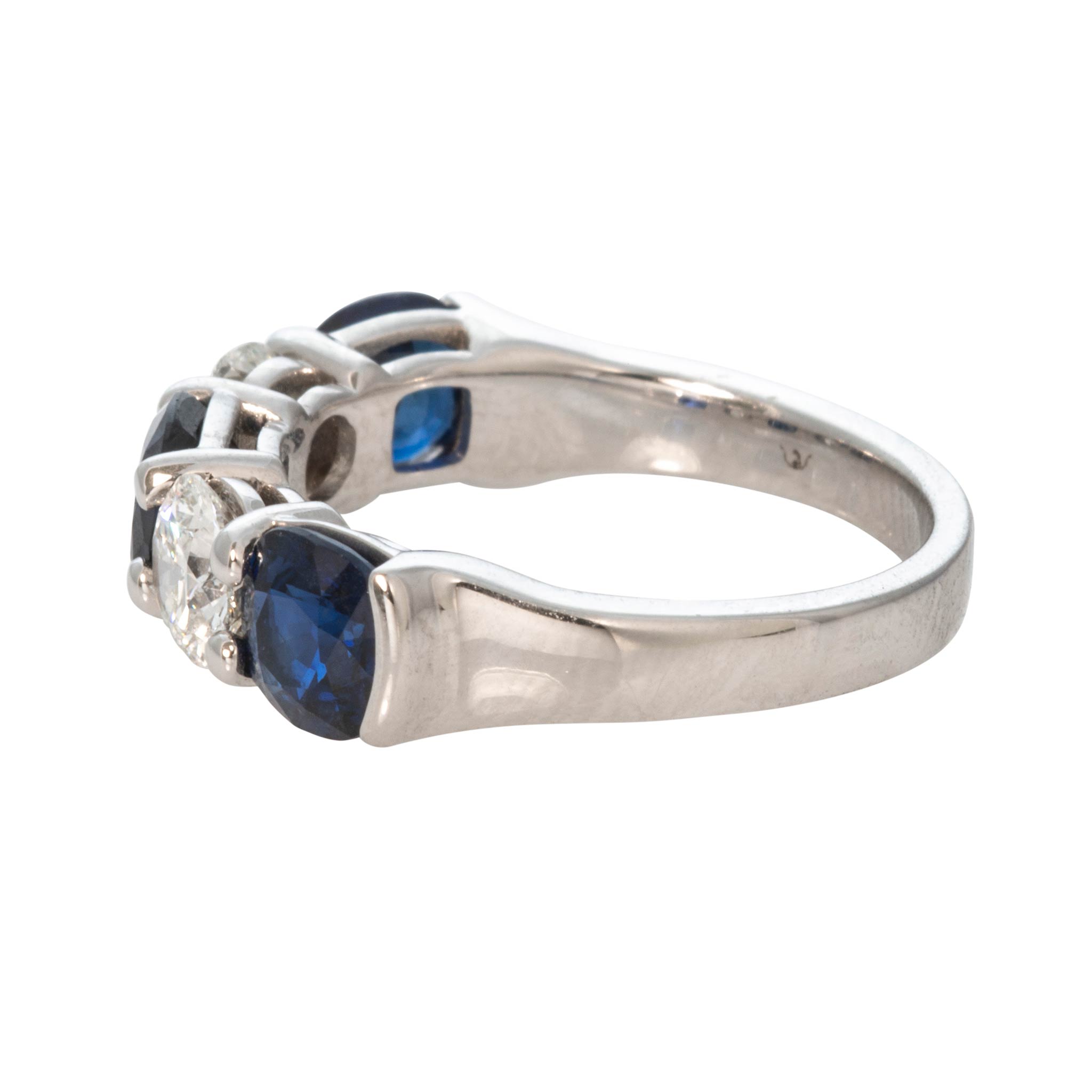 2.46ctw Sapphire & .94ctw Diamond 18K White Gold Band