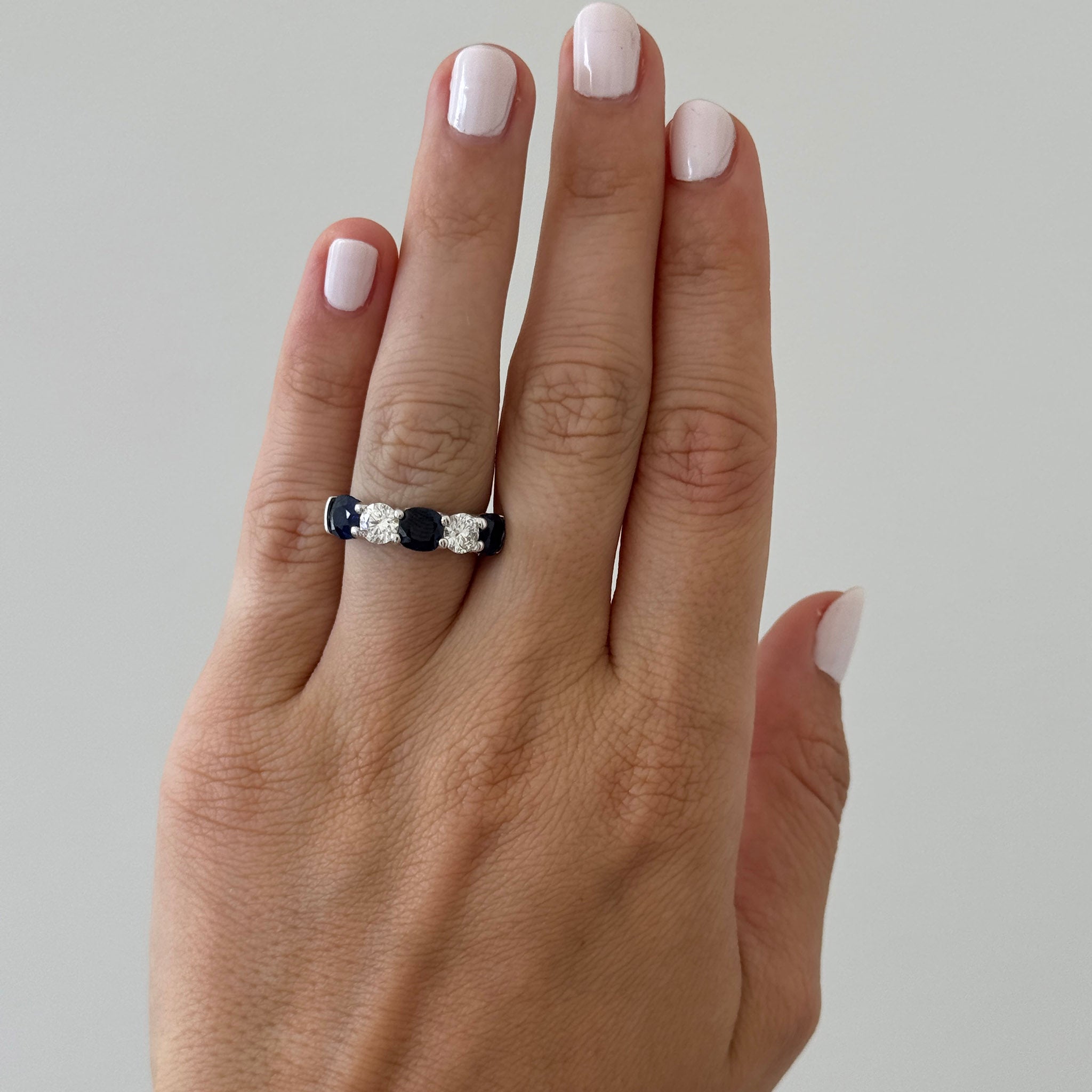 2.46ctw Sapphire & .94ctw Diamond 18K White Gold Band