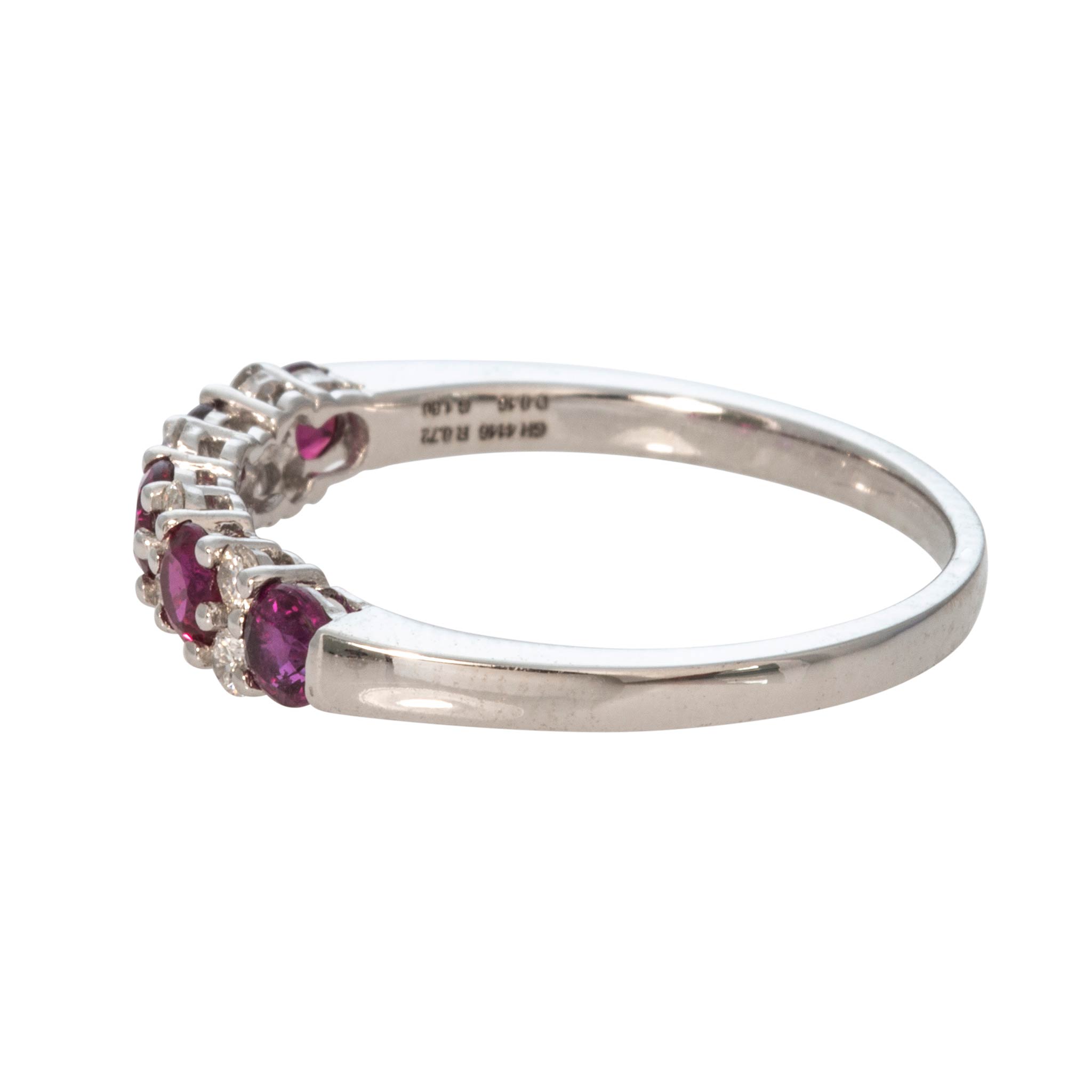 Ruby 5-Stone & Diamond 14K White Gold Band