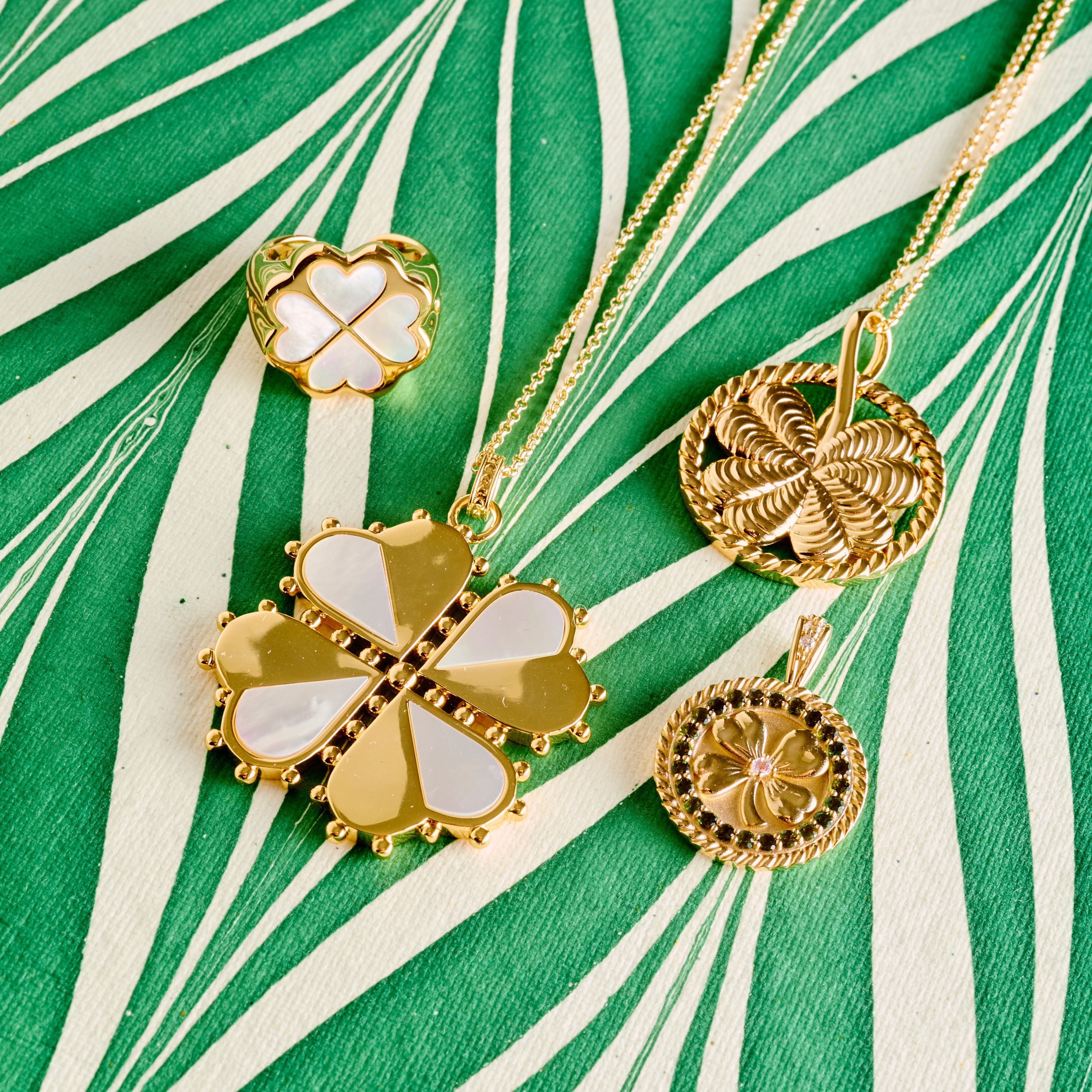 Jane Win LUCKY Half of My Heart Pendant Necklace, Jane Win LUCKY Clover Cutout Pendant Necklace