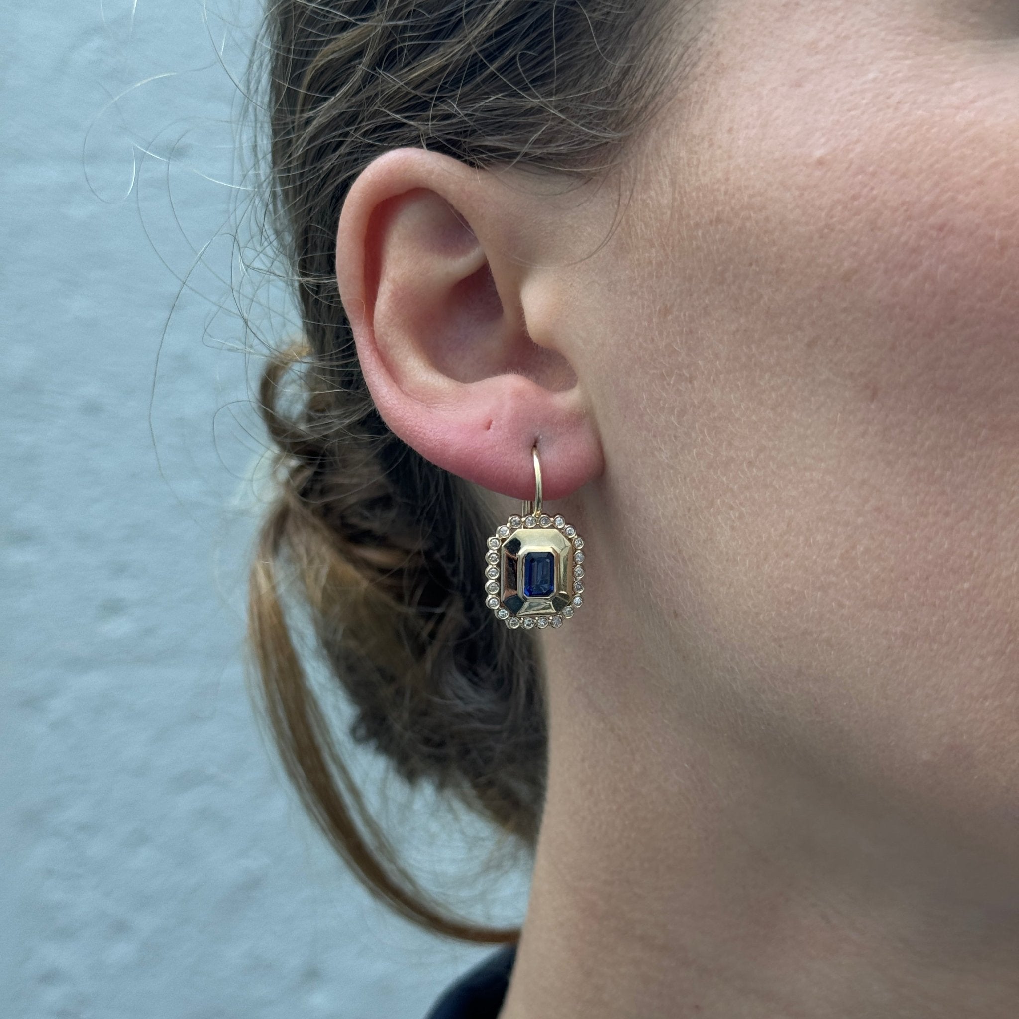 Sapphire & Diamond 14K Yellow Gold Earrings