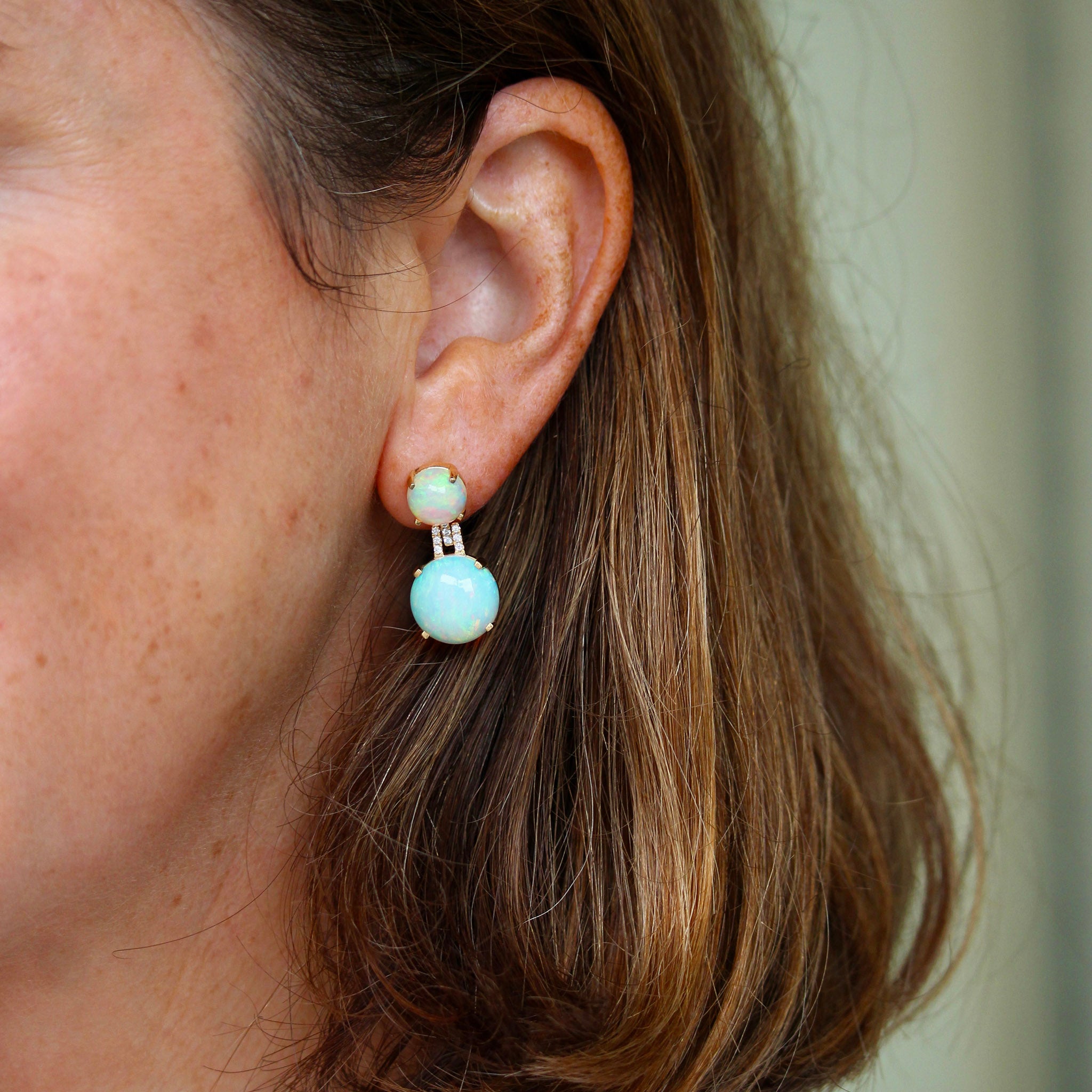 Goshwara Cabochon Opal & Diamond 18K Gold Drop Earrings