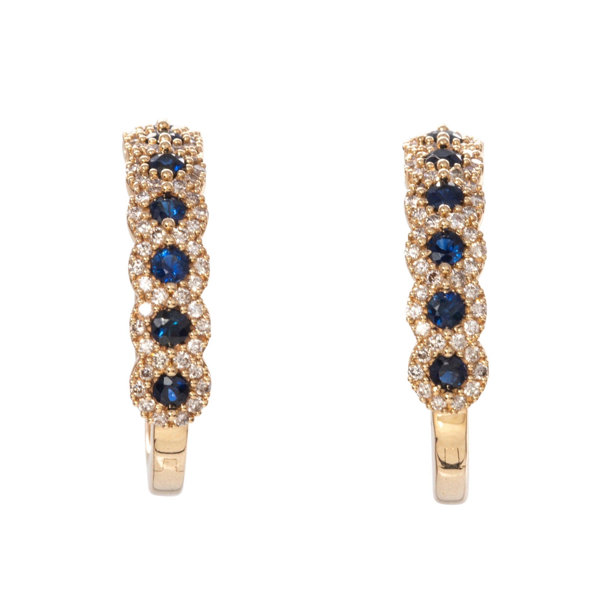 Sapphire & Diamond Pavé 14K Yellow Gold Hoop Earrings