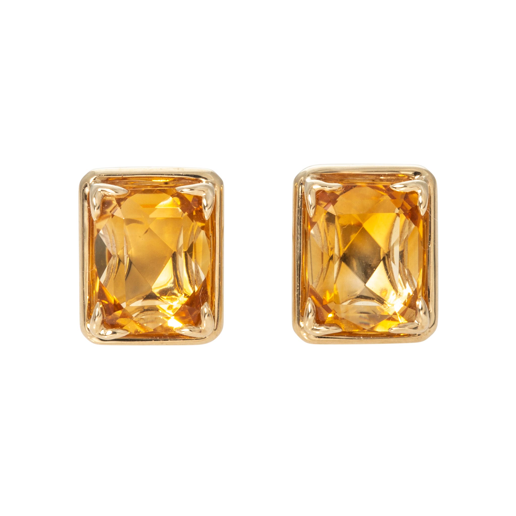 Citrine 14K Yellow Gold River Stud Earrings