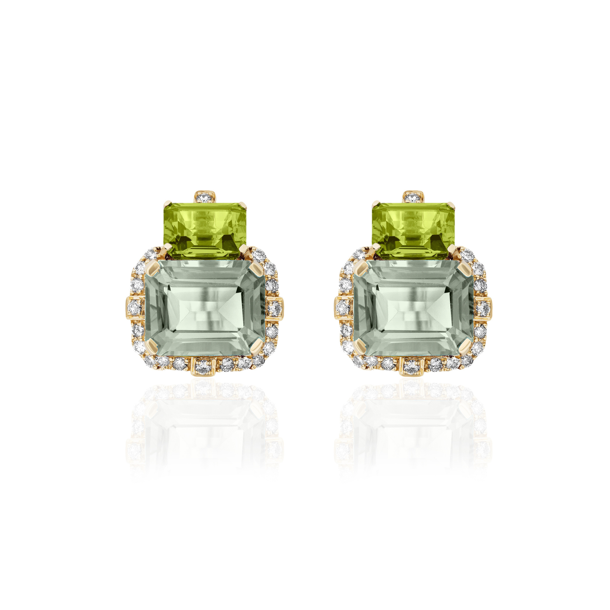 Goshwara 2-Stone Prasiolite & Peridot 18K Gold Earrings